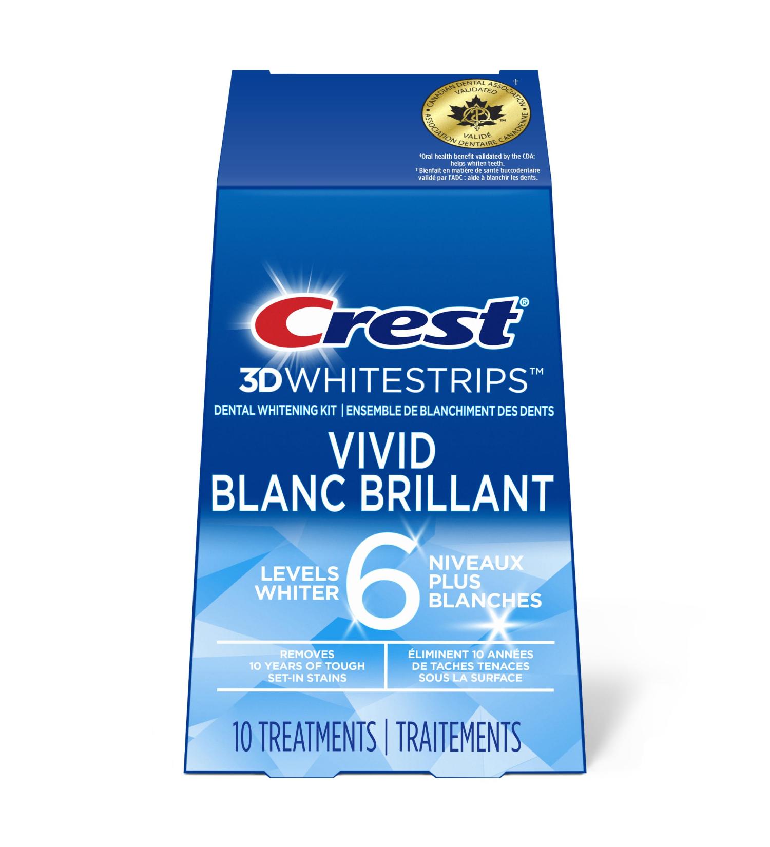 Crest 3D White Teeth Whitening Kit Whitestrips Classic Vivid 10 Treatments 20 Individual Strips - Buy Online on GoSupps.com