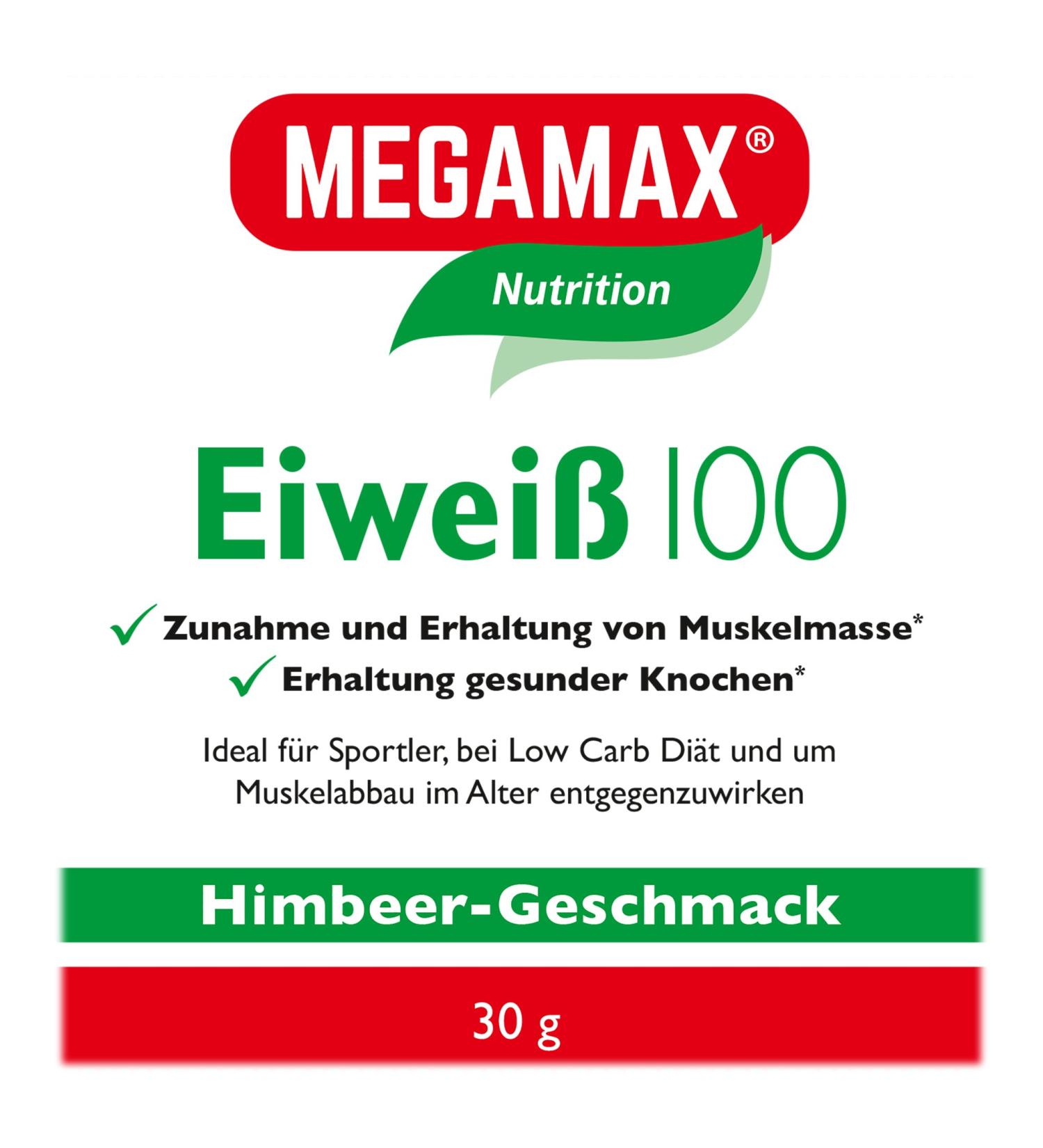 Megamax Protein Raspberry 30g Low Carb Protein for Muscle Building | Whey & Casein | Ideal for Baking | Aspartame-Free Amino Acid Powder - Buy Online on GoSupps.com