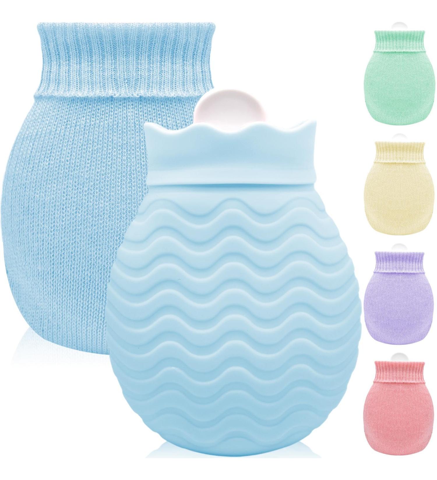 Small Heat Bottle with Cover - 320ml Mini Silicone Hot Water Bottle for Warm & Cold Relief | Ideal for Menstrual Pain & Hand-Foot Warmers - Blue - Buy Online on GoSupps.com