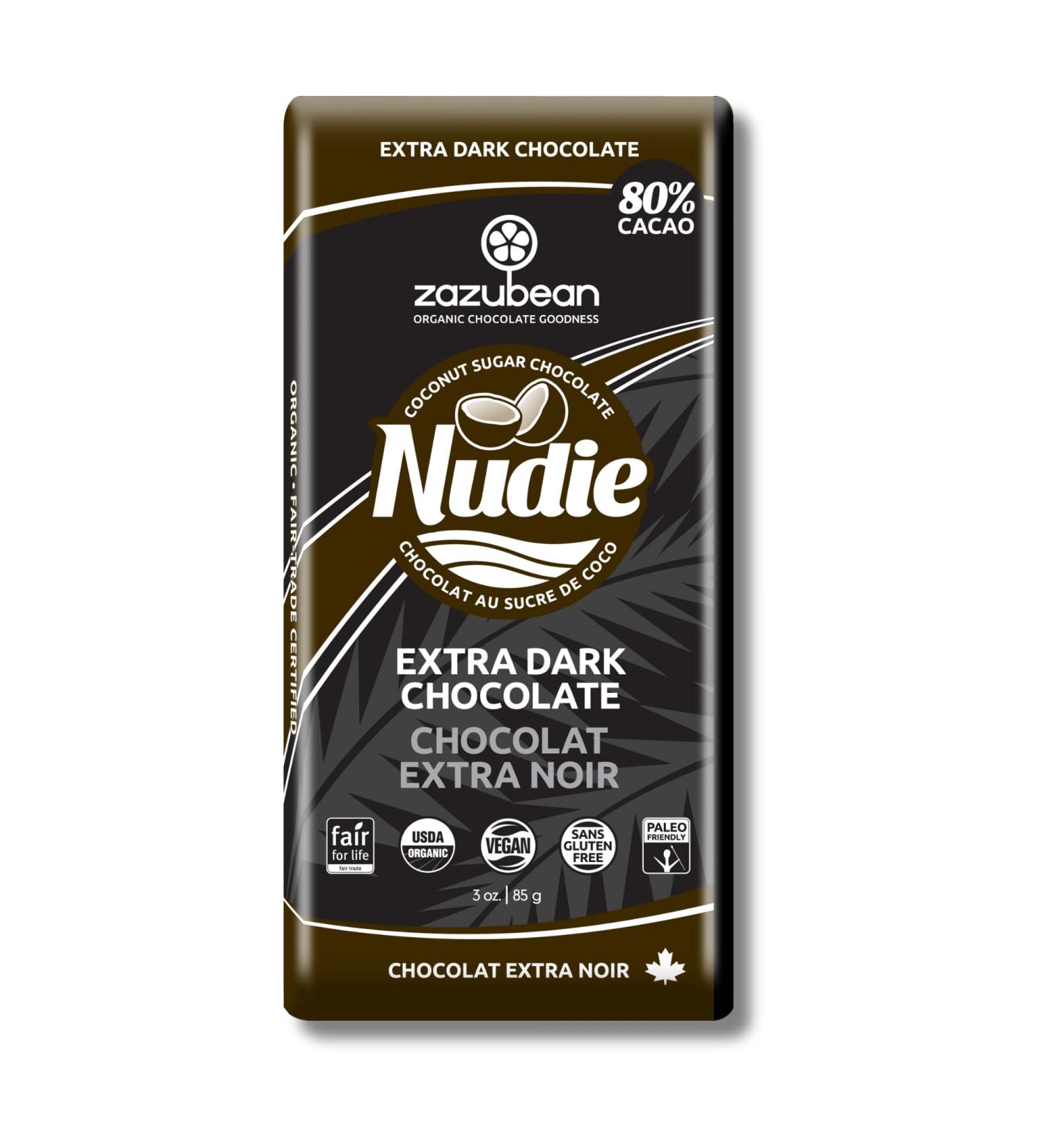 Zazubean COCONUT SUGAR Chocolate bars - Vegan Organic Fair trade Gluten free Soy Free (1 Count (Pack of 12) Extra Dark Chocolate) Dark Chocolate 1 Count (Pack of 12) - Buy Online on GoSupps.com
