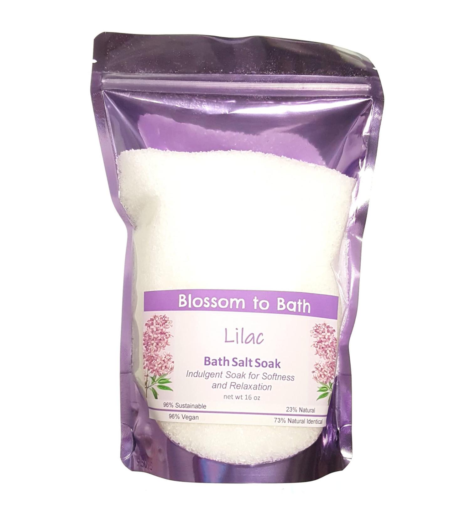 Lilac Bath Salt Soak (16 Ounce) - Phthalate Free Fragrance - is A Versatile Soaking Aid with a Fresh Blooming Scent Lilac net wt 16 Ounce