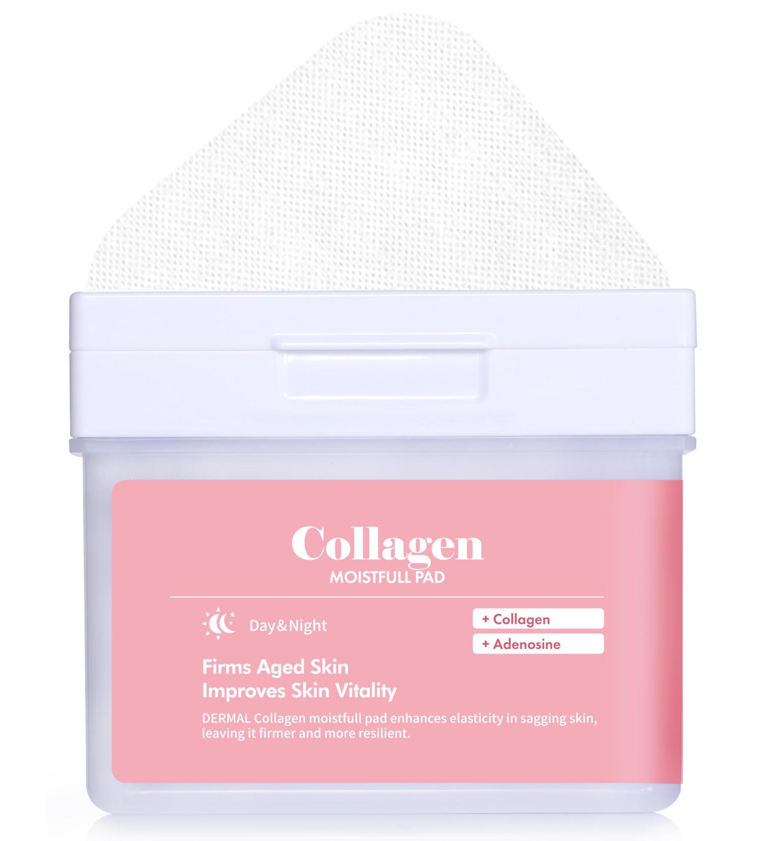 DERMAL Collagen Moistfull Pad - Korean Vegan Toner for Elasticity & Wrinkle Improvement | 120 Tencel Pads - Buy Online on GoSupps.com