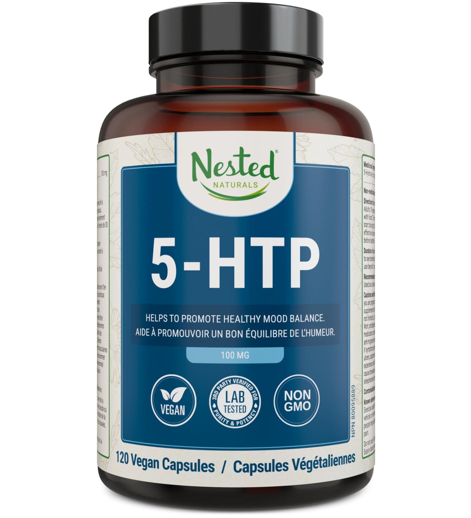 5-HTP 100 mg | 120 Vegan Capsules | Naturally Sourced Serotonin Booster | Healthy Attitude and Positive Mood Support Supplement - Buy Online on GoSupps.com