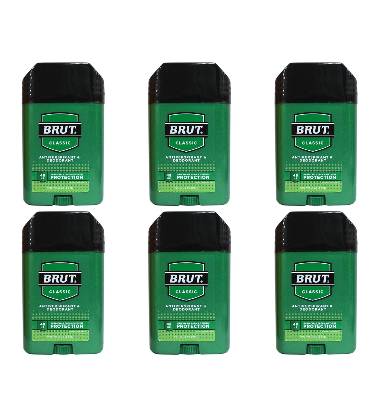 Brut Deodorant 2oz Oval Solid Classic Scent (Anti-Perspirant) 6 Pack - 59ml - Buy Online on GoSupps.com