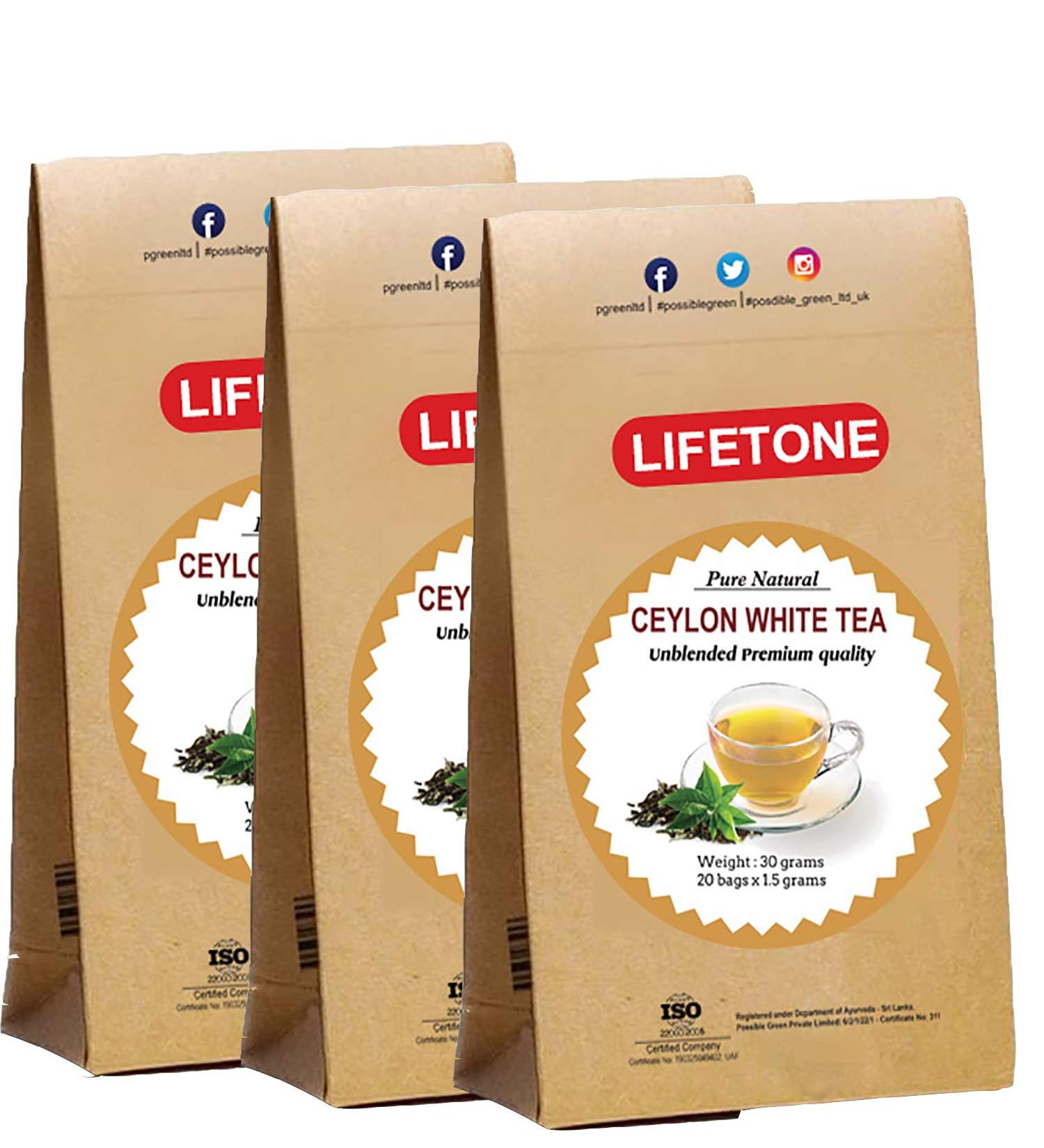 lifetone the tea for better life White Tea | Powerful Antioxidant Tea | 60 Teabags