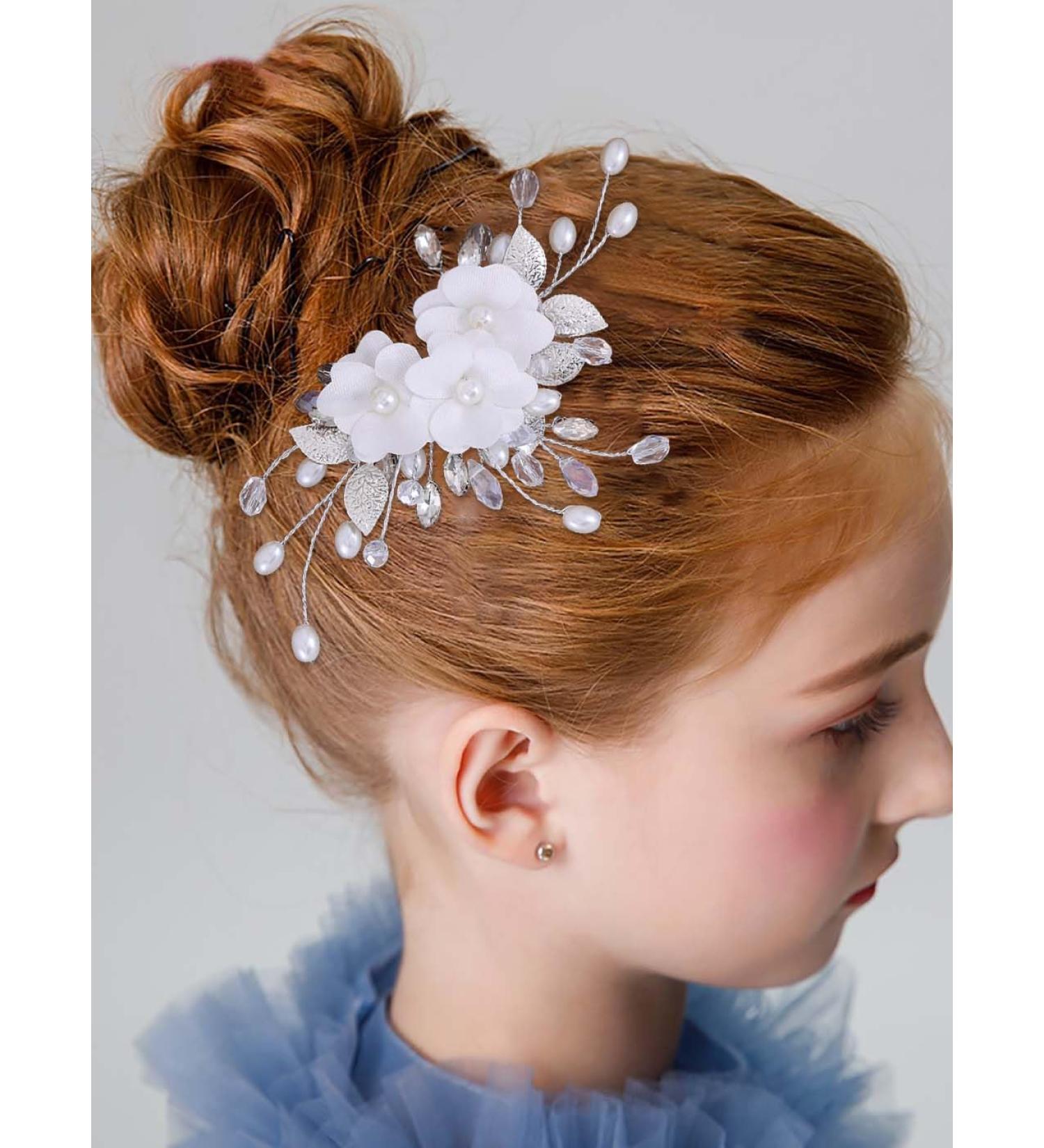 IYOU Princess Wedding Hair Combs White Flower Headpiece Pearl Bridal First Communion Hair Accessories for Girls - Buy Online on GoSupps.com