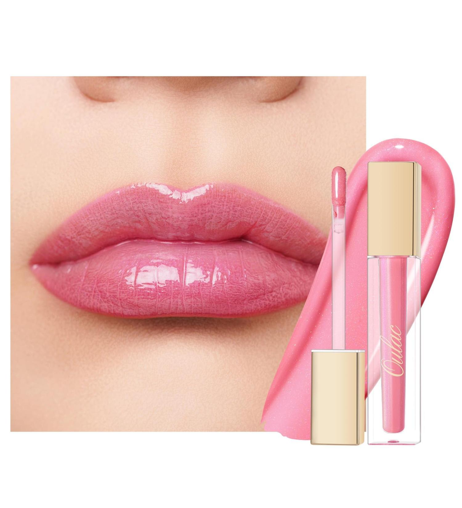 Oulac Lip Gloss Shiny | 3D Gloss Finish Liquid Lipstick with Rose Damascena Extract | Moisturizing Glitter Lip Care for Dry Lips - 4.5ml Rose Quartz (C16) - Buy Online on GoSupps.com