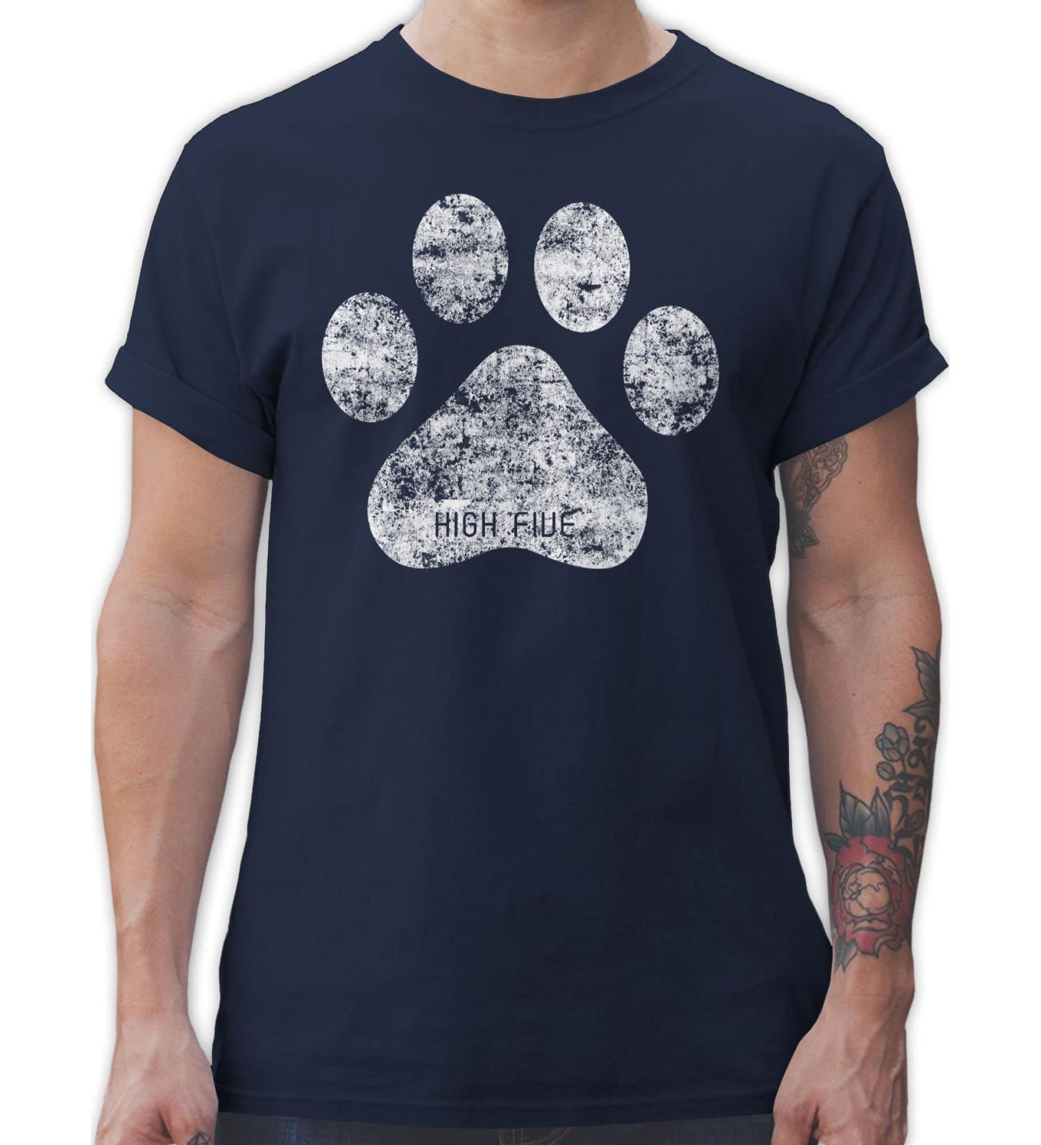 Shirtracer Men's T-Shirt - High Five Dog Paw Design - Perfect Gift for Dog Owners - Navy Blue 4XL - Shop Internationally - Buy Online on GoSupps.com