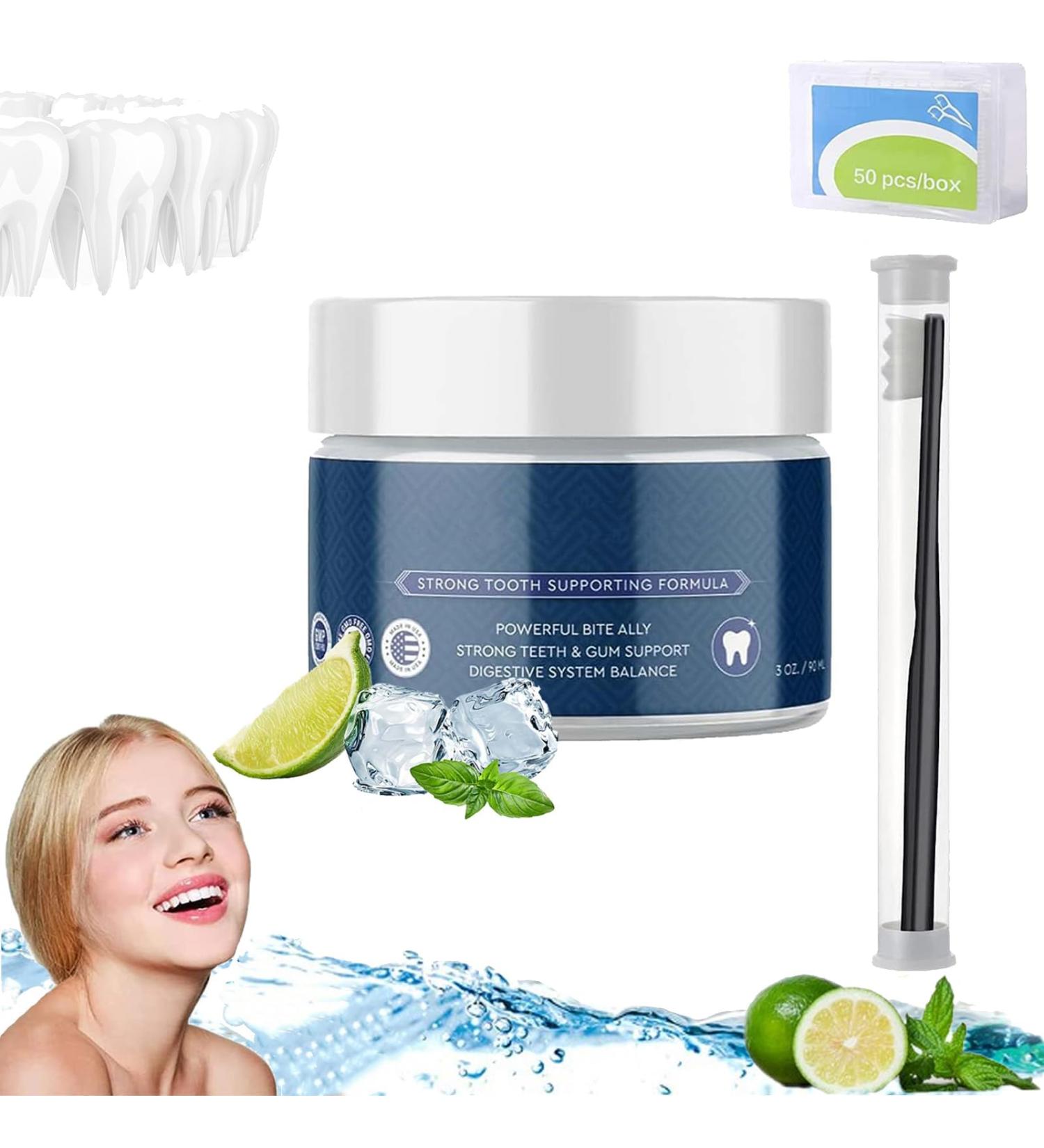Fortbite Tooth Powder - Natural Whitening Toothpaste with Bentonite Clay for Stain Removal - 90ml - Fast Teeth Cleaning Solution - Buy Online on GoSupps.com