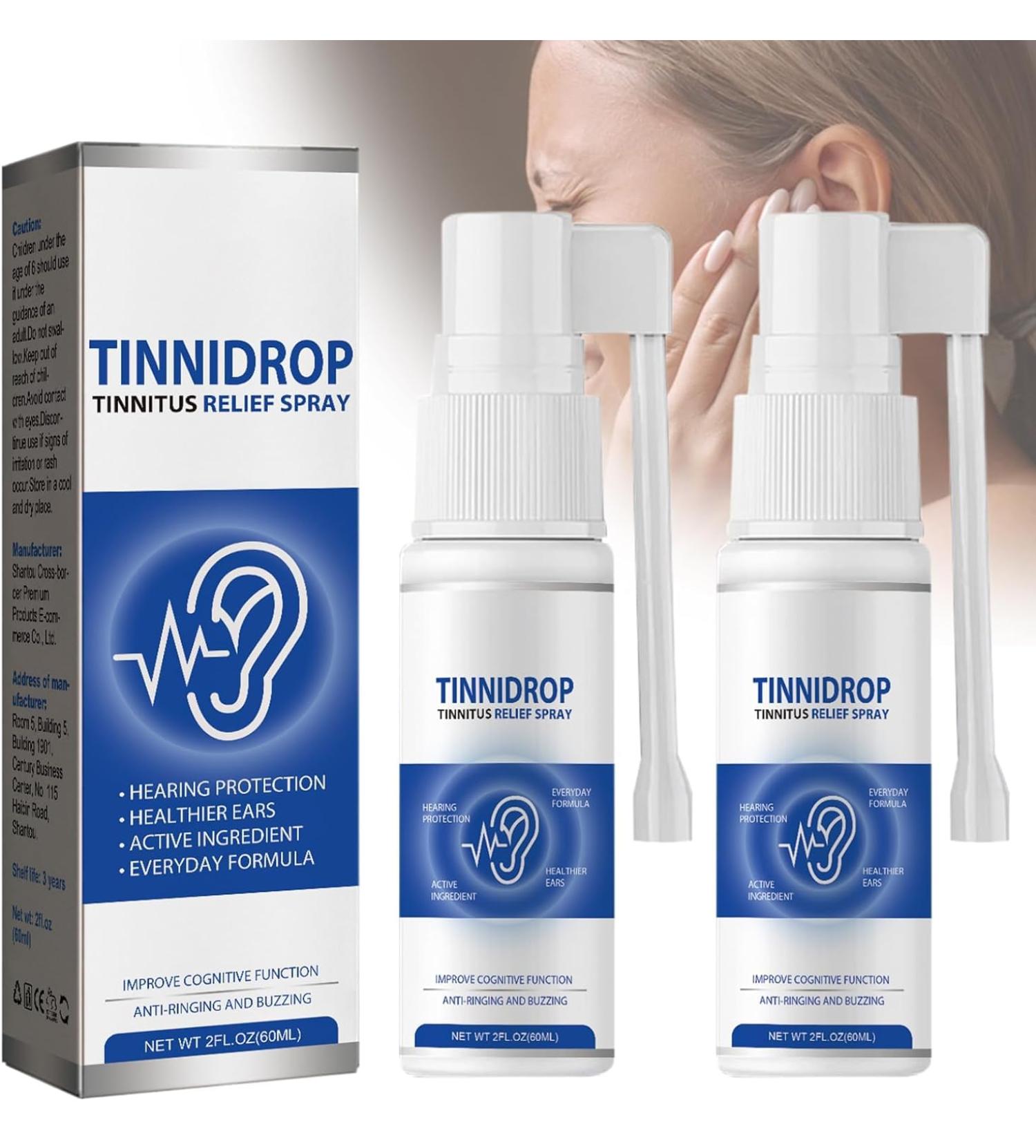 Tinnidrop Tinnitus Relief Spray Tinnitus Relief Spray Tinnitus Relief for Ringing Ears Relieve Ear Discomfort Earwax Cleaning Care Spray for Relieves Tinnitus Ear Back (2 Pcs) - Buy Online on GoSupps.com