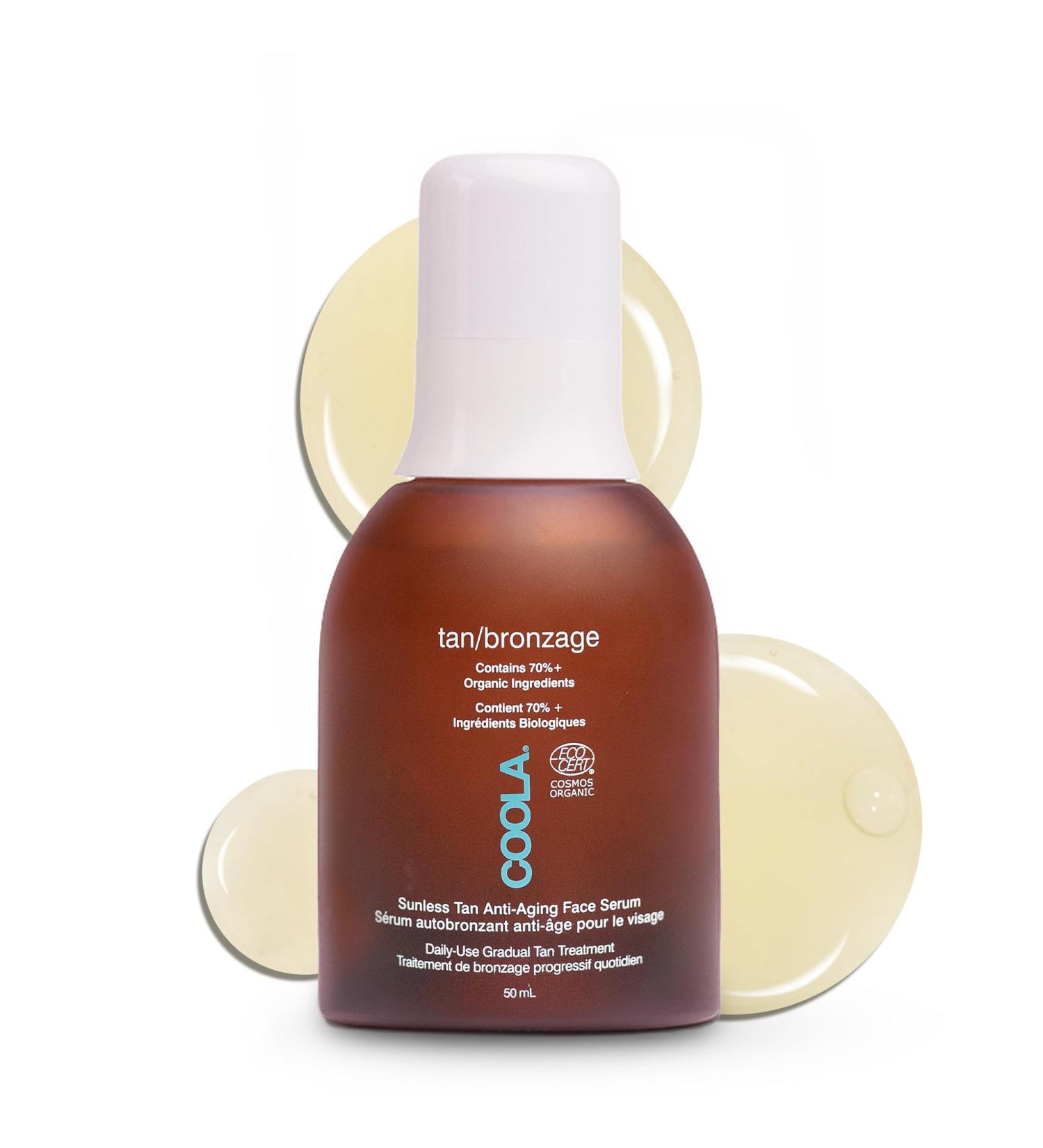 Coola Sunless Tan Anti Aging Face Serum 70 Percent + Organic Fake Tan Streak Free and Transfer Resistant Self Tanner Lightweight Formula Made with Argan Oil and Hyaluronic Acid 50 ml - Buy Online on GoSupps.com