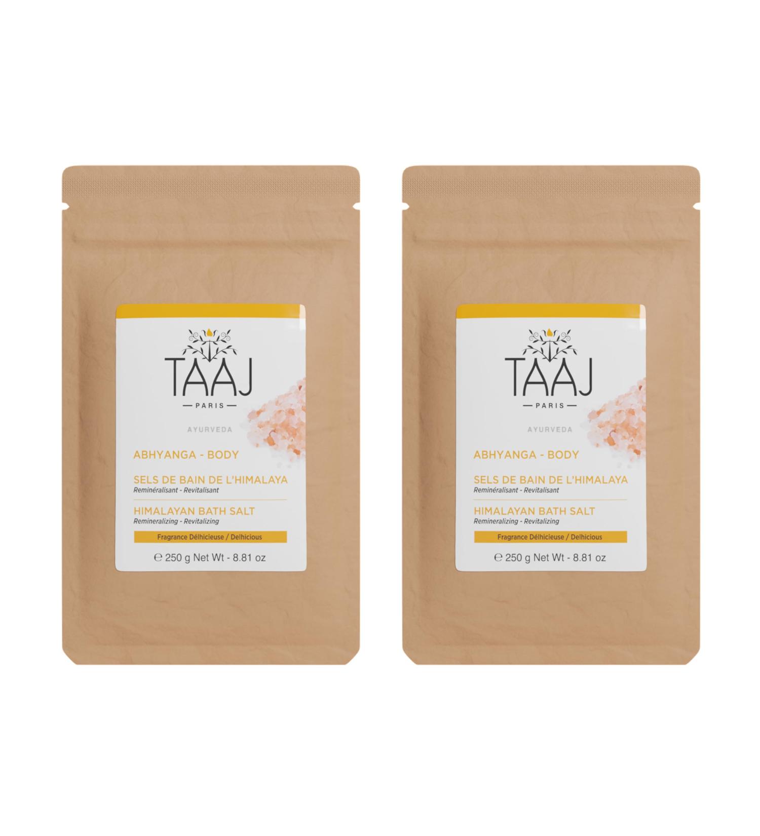 TAAJ | Himalayan Bath Salts | Detoxifies the Body | Hydrated and Satin-Smooth Skin | A Unique Moment of Relaxation in Your Bath | Made in France | Cruelty-Free | Pack of 2 x 250g - Buy Online on GoSupps.com