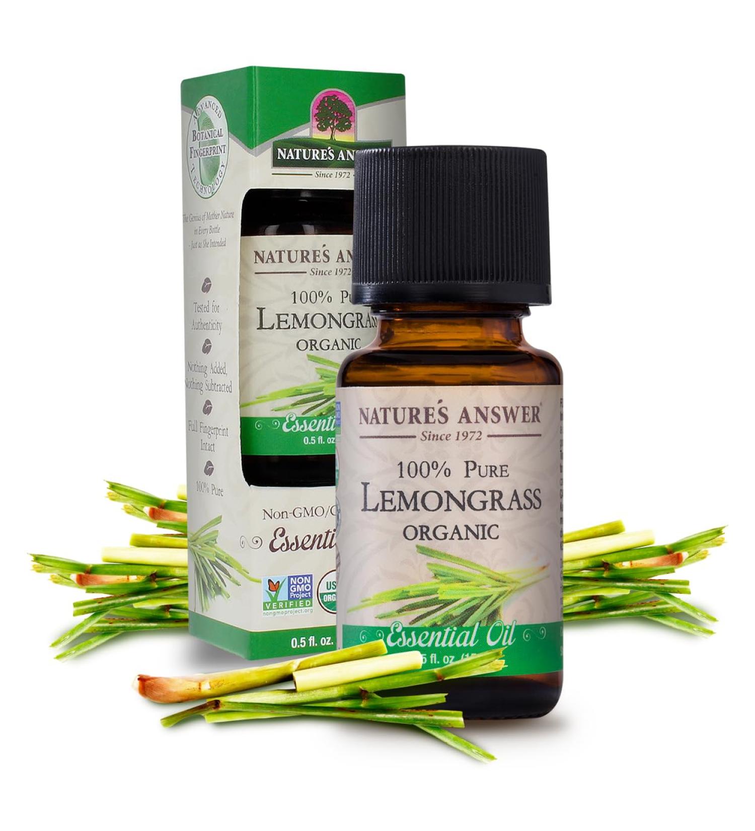 Natures Answer Pure Essential Oil - USDA Organic - Lemongrass - Gluten Free - .5 oz (Pack of 2) - Buy Online on GoSupps.com