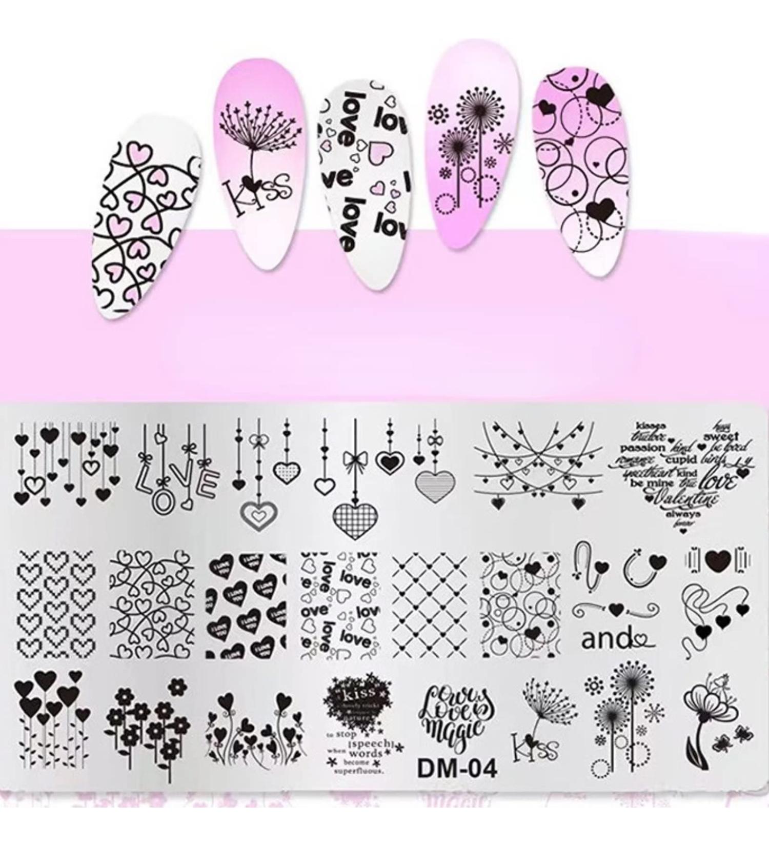 RUNRAYAY Nail Art Image Stamping Plates Valentine'S Day Love Heart Flower DIY Manicure Template Image Plate for DIY Nail Art - 6 x 12Cm B - Buy Online on GoSupps.com