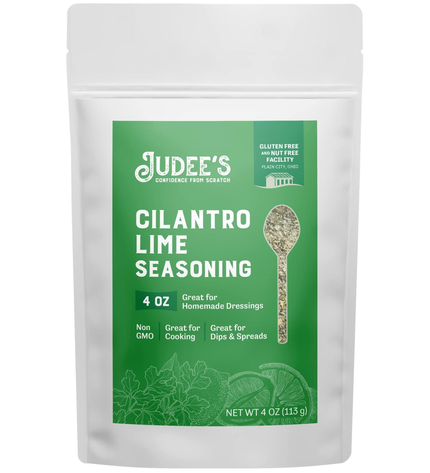 Judee's Cilantro Lime Seasoning 4 oz - Fresh Cilantro and Lime with Flavorful Spices - 100% Non-GMO Gluten Free and Nut Free - Great for Cooking Salad Dressings Dips Spices and Seasonings - Buy Online on GoSupps.com
