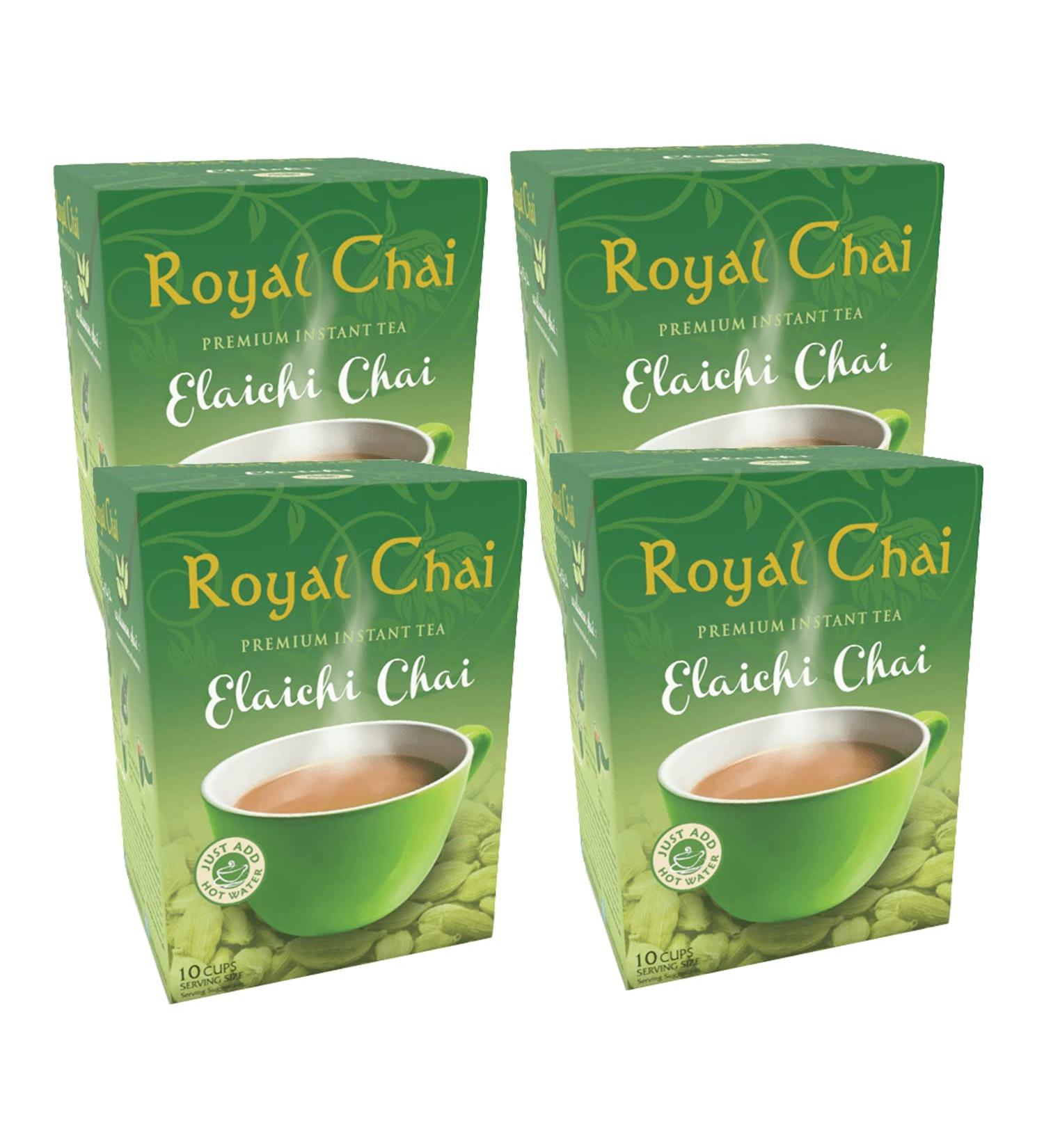  Royal Chai Royal Chai Elaichi Sweet 220g (Pack of 4) - Premium Instant Tea - Cardamom Tea - Natural - Indian Cardamom Tea with Instant Cardamom Tea - Buy Online on GoSupps.com