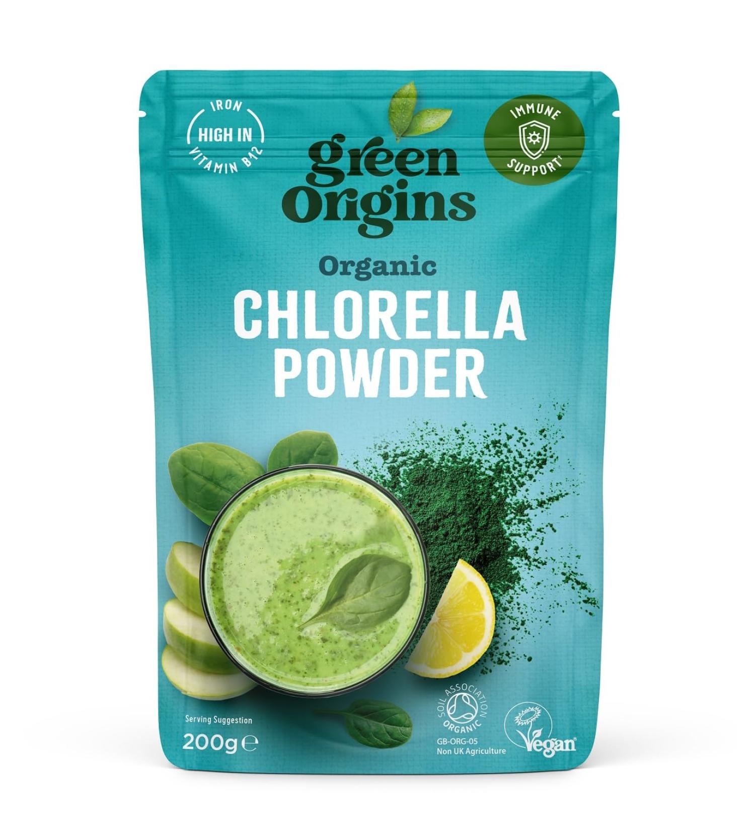 Green Origins Organic Chlorella Powder Broken Cell Wall 200g 200 g (Pack of 1)