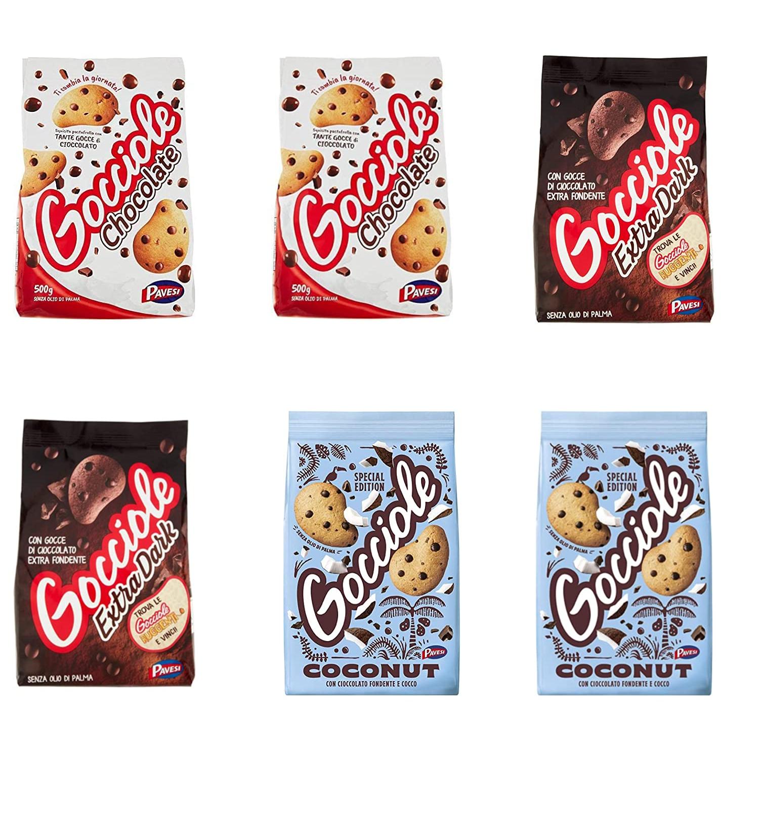  Pavesi Lot de 6 biscuits Pavesi Barilla Gocciole Chocolate Dark Coconut - Buy Online on GoSupps.com