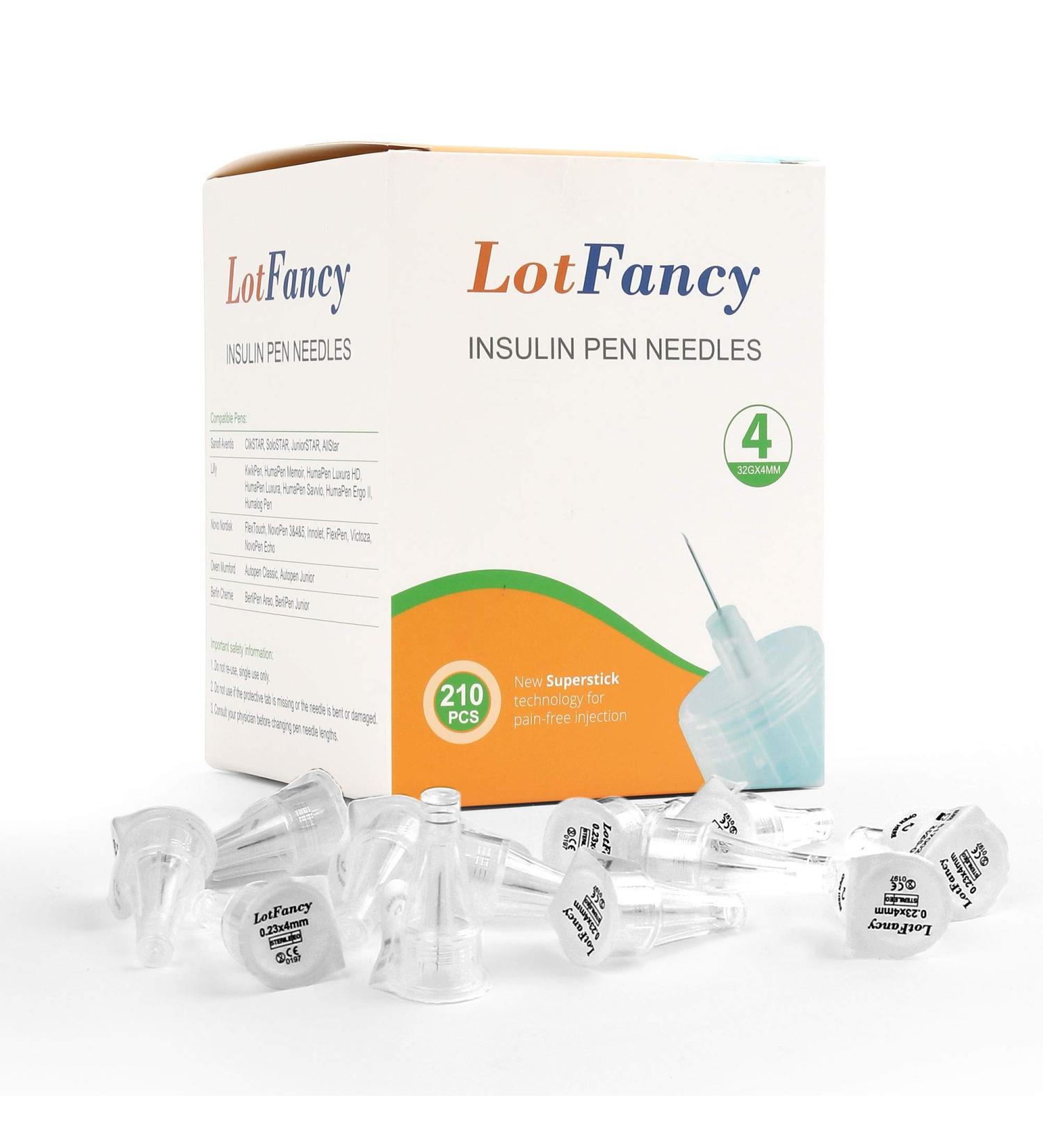 LotFancy Insulin Pen Needles 210 Pack - 4mm x 32G - Diabetic Pen Needles for Insulin Injections - Buy Online on GoSupps.com