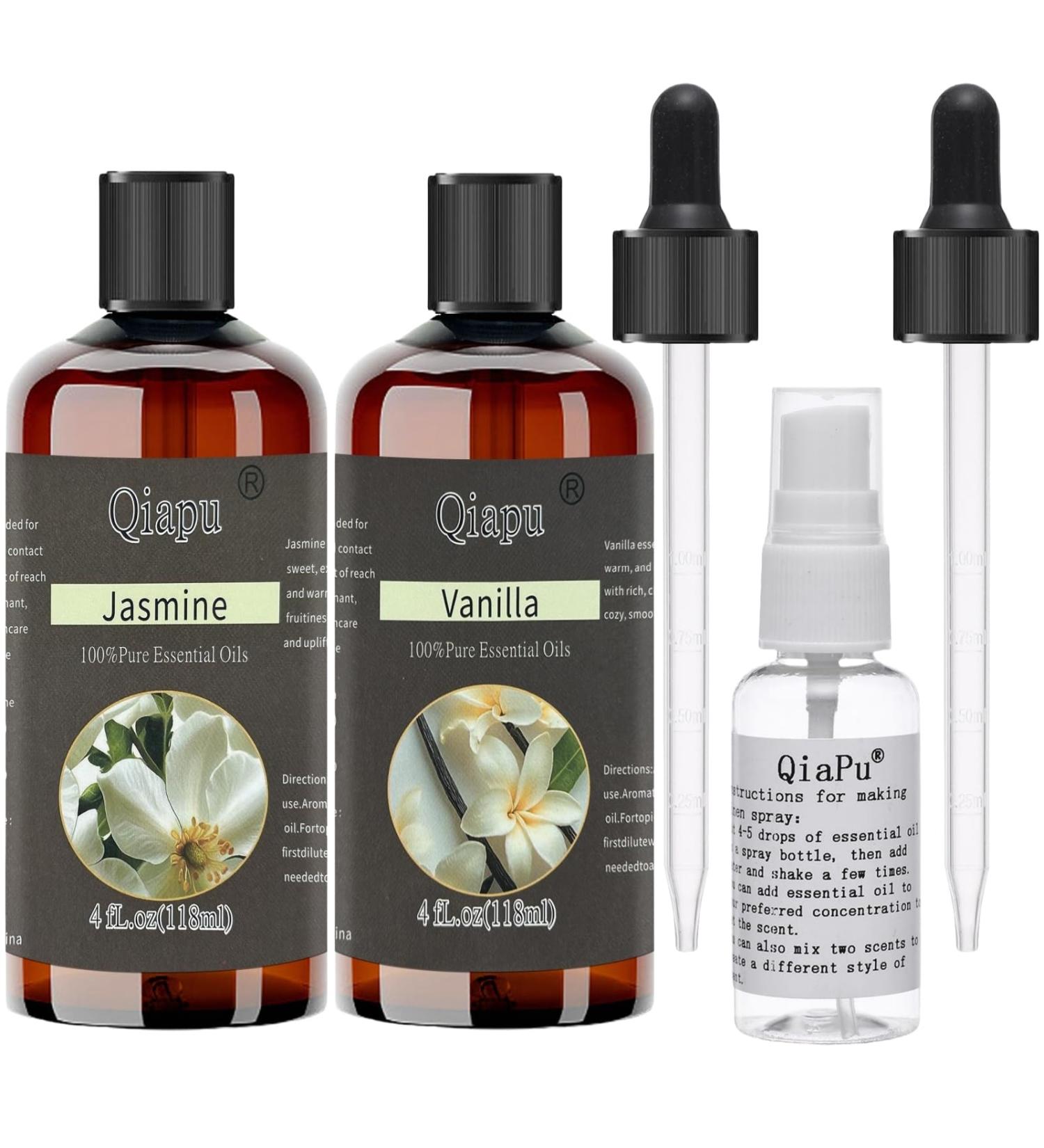 Pure Natural Aromatherapy Essential Oil Suitable for Humidifier Aromatherapy Oil with Dropper Jasmine+Vanilla 4 Fl Oz (Pack of 1) - Buy Online on GoSupps.com