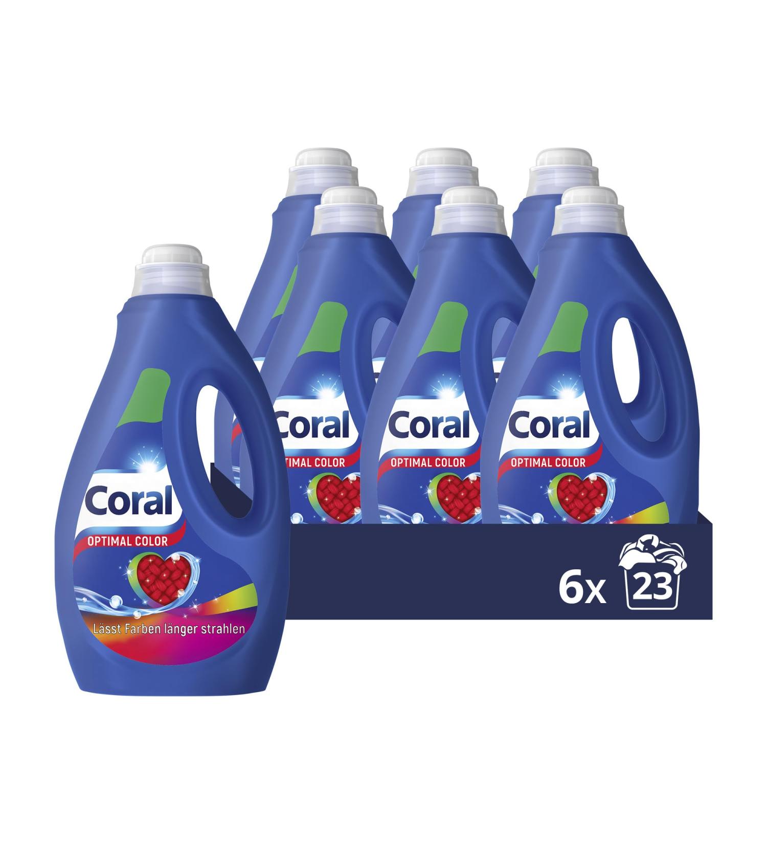 Coral Liquid Detergent - Optimal Color Protection for Radiant Colors | 6-Pack Citrus 191.67 ml | 23 Wash Loads - Buy Online on GoSupps.com