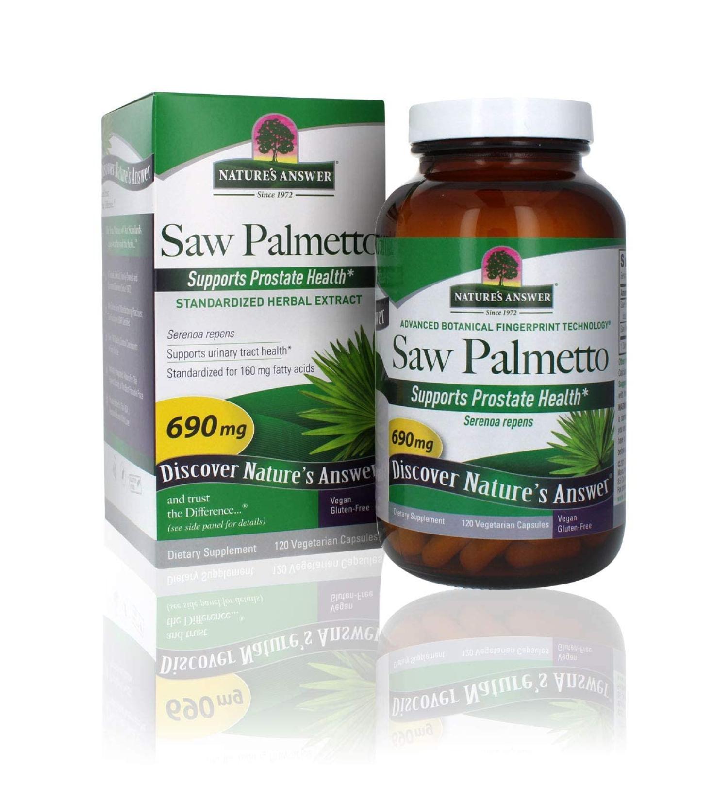 Nature's Answer Saw Palmetto 690mg | Full Spectrum Herbal Supplement - 120 Vegan Capsules - Buy Online on GoSupps.com