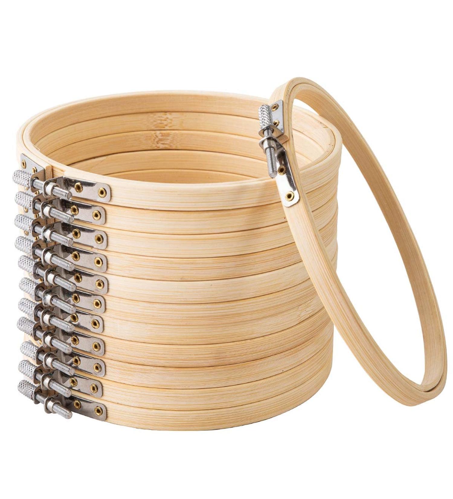 Matchne 8 inch Embroidery Hoop Set - 12PCS | Bamboo Wooden Hoops for Cross Stitch & Needlework Crafts - Buy Online on GoSupps.com
