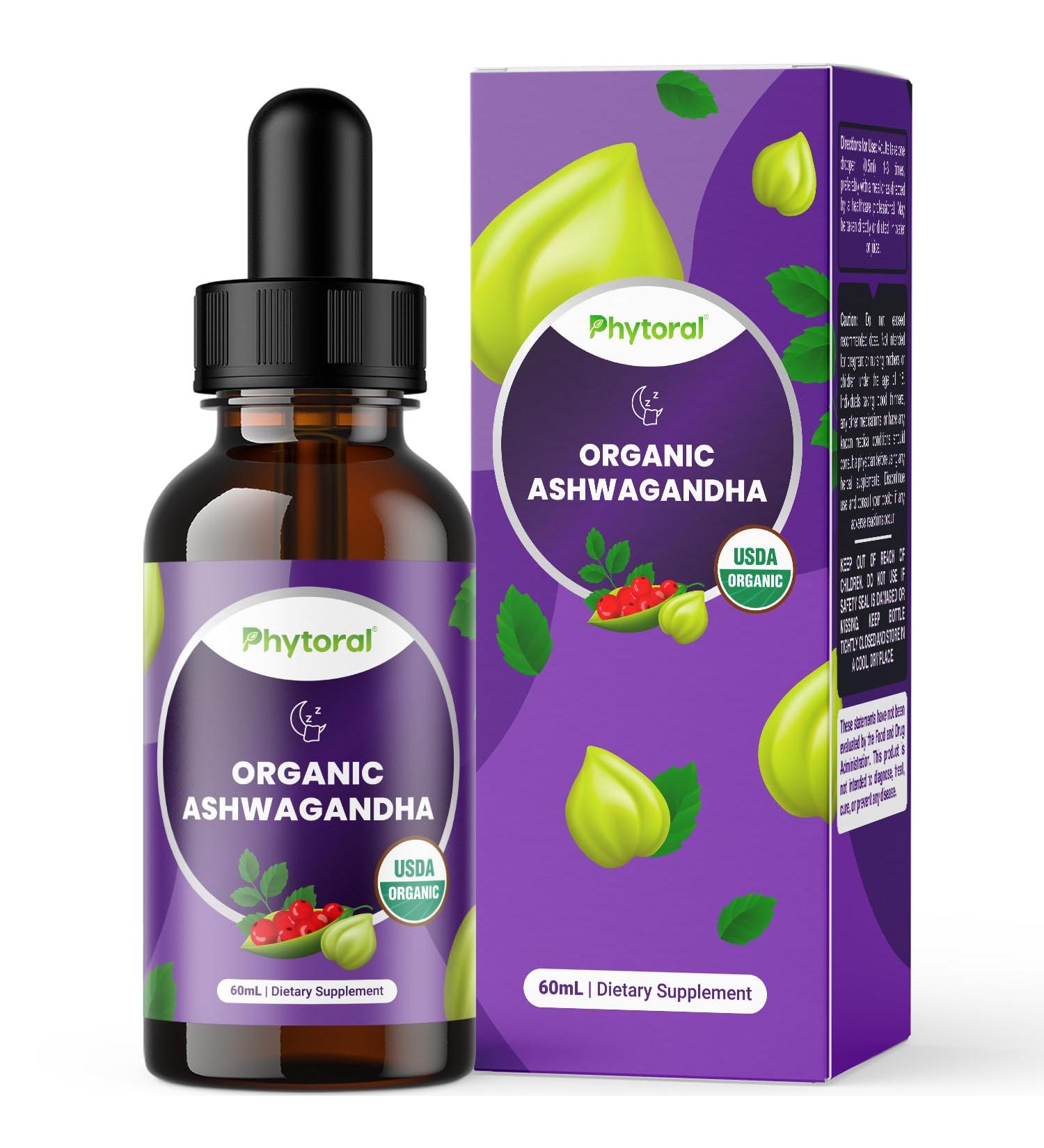 Phytoral Organic Ashwagandha Liquid Drops for Adults - Potent Liquid Ashwagandha Root Extract for Energy and Mood Support - Tincture Vegan Non-GMO Gluten & Alcohol-Free (120 Servings) 2 Fl Oz (Pack of 1) - Buy Online on GoSupps.com