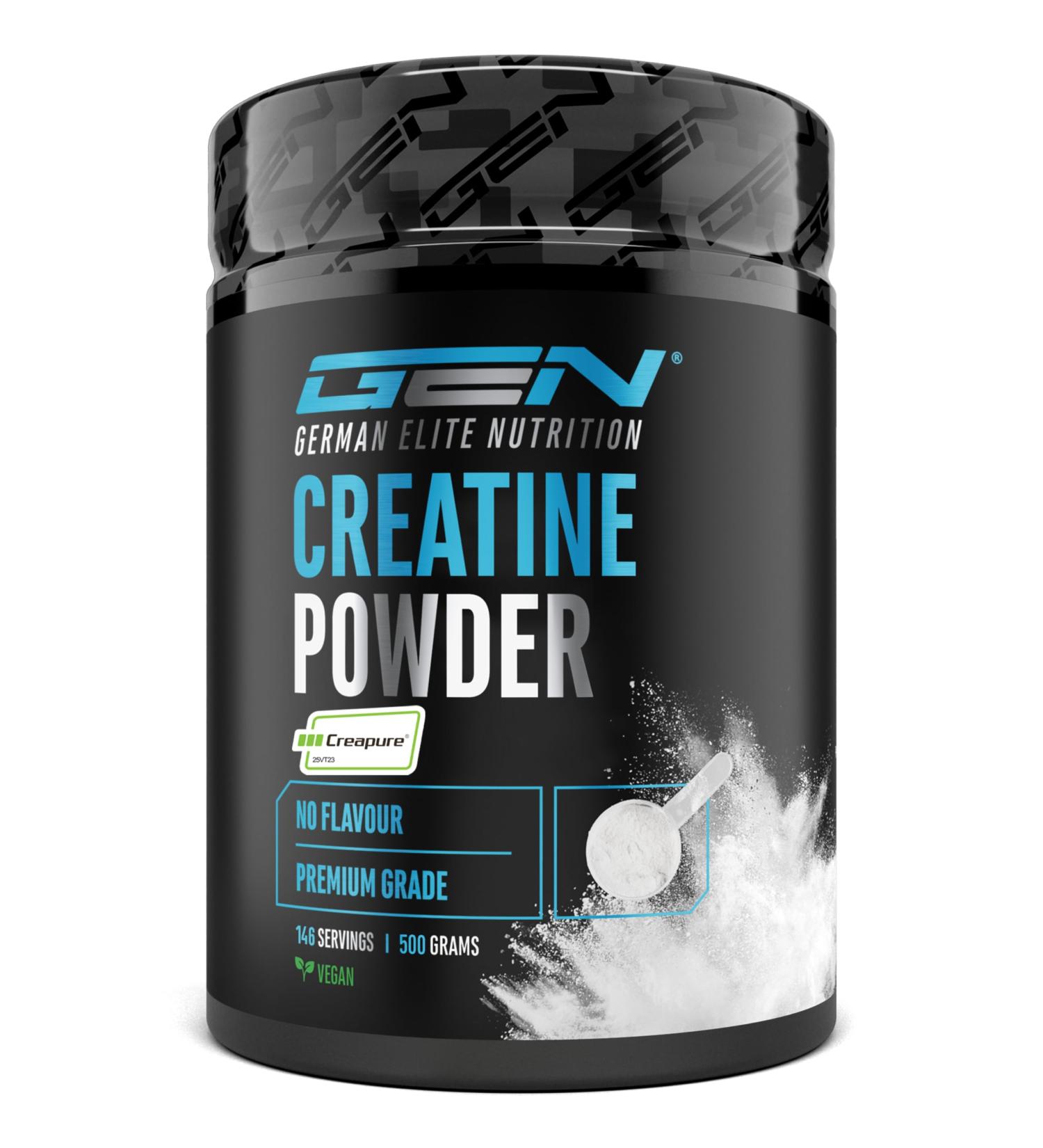  GEN GERMAN ELITE NUTRITION Creapure Creatine Monohydrate Powder 500g - 99.99% Pure Micronized Powder - 146 Servings of Creatine Monohydrate - mat - Buy Online on GoSupps.com