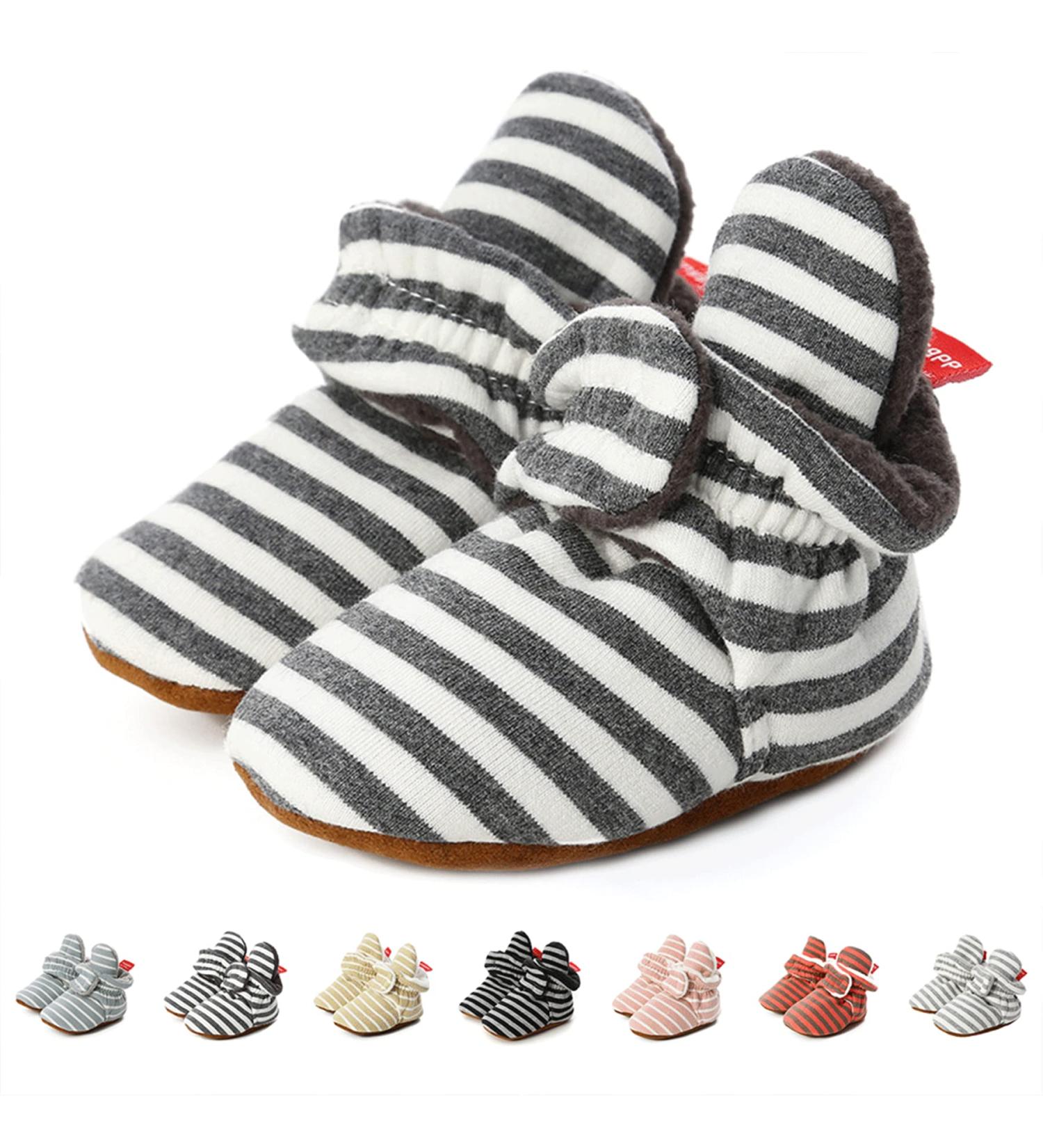 TMEOG Baby Booties - Infant Boots for Boys & Girls 0-18 Months - Black Striped - Size 0-6 Months - Buy Online on GoSupps.com