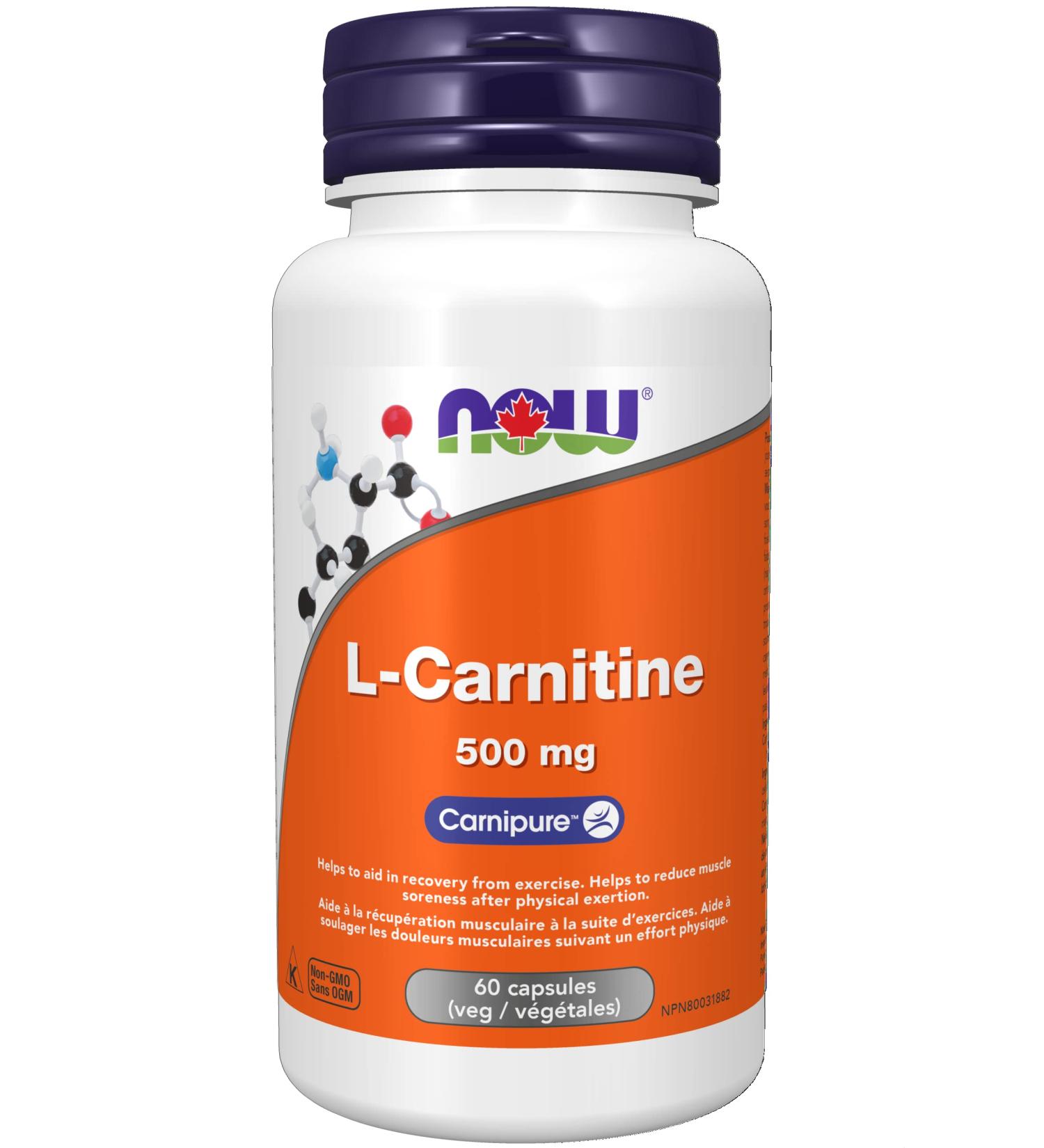 NOW L-carnitine 500mg 60 Veg Capsules 60 Count 60 count (Pack of 1) - Buy Online on GoSupps.com