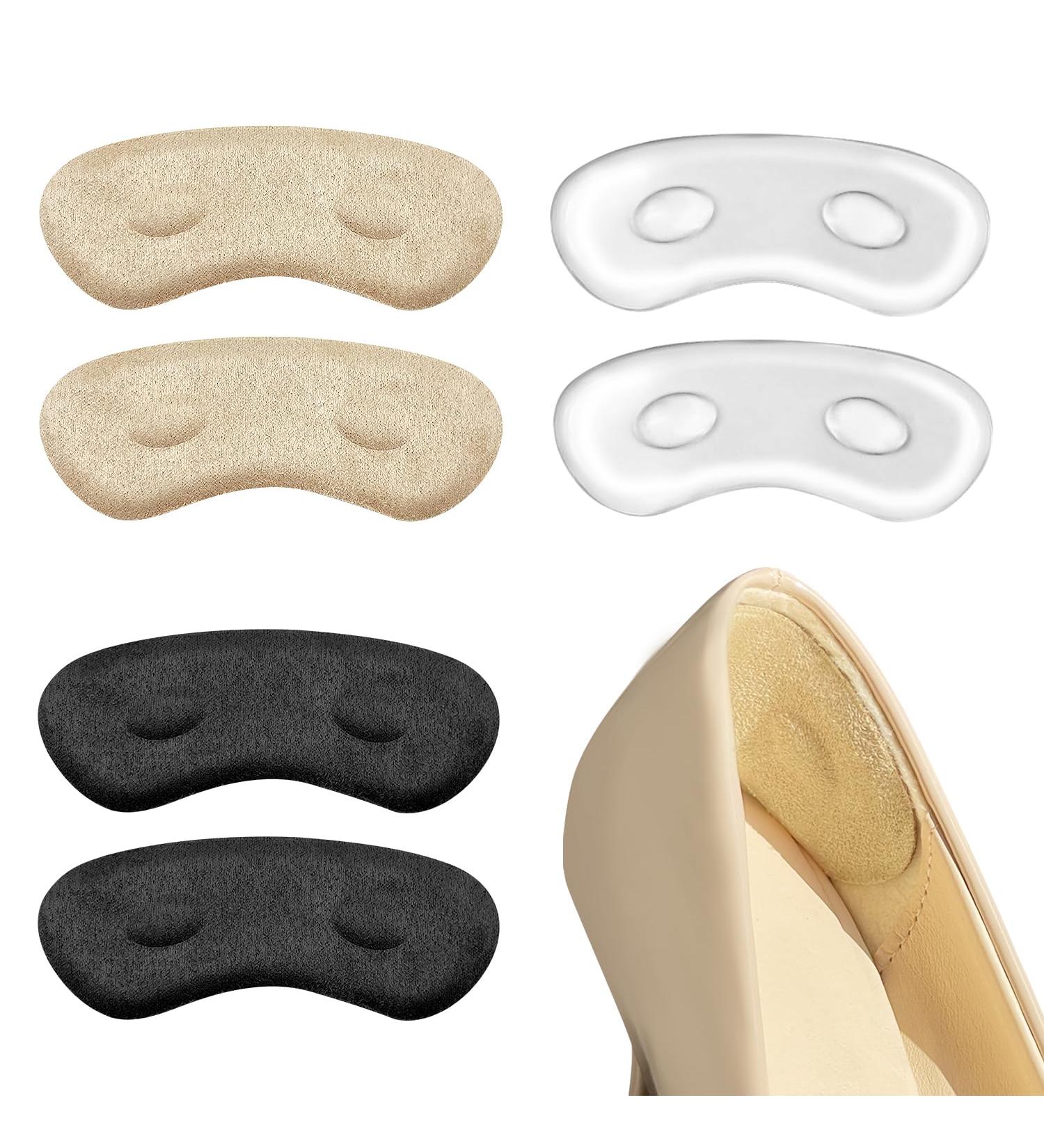 Heel Pads for Loose Shoes | Women's Comfort Inserts | Stop Heel Slip & Blisters | 3 Pairs - Beige Black Clear - Buy Online on GoSupps.com