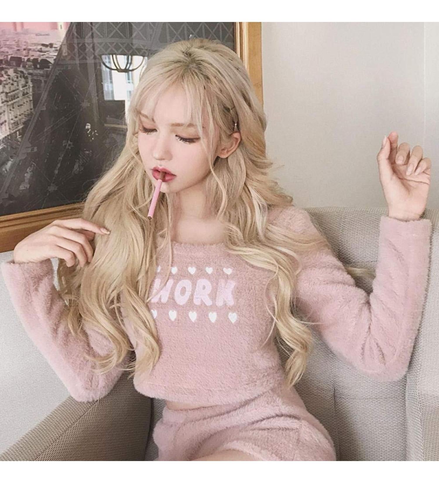 Buy Realistic Long Curly Wig for Women - Cute Gray & Light Pink Big Wave with Bangs - Natural Fluffy Hairstyle - International Shipping Available - Buy Online on GoSupps.com