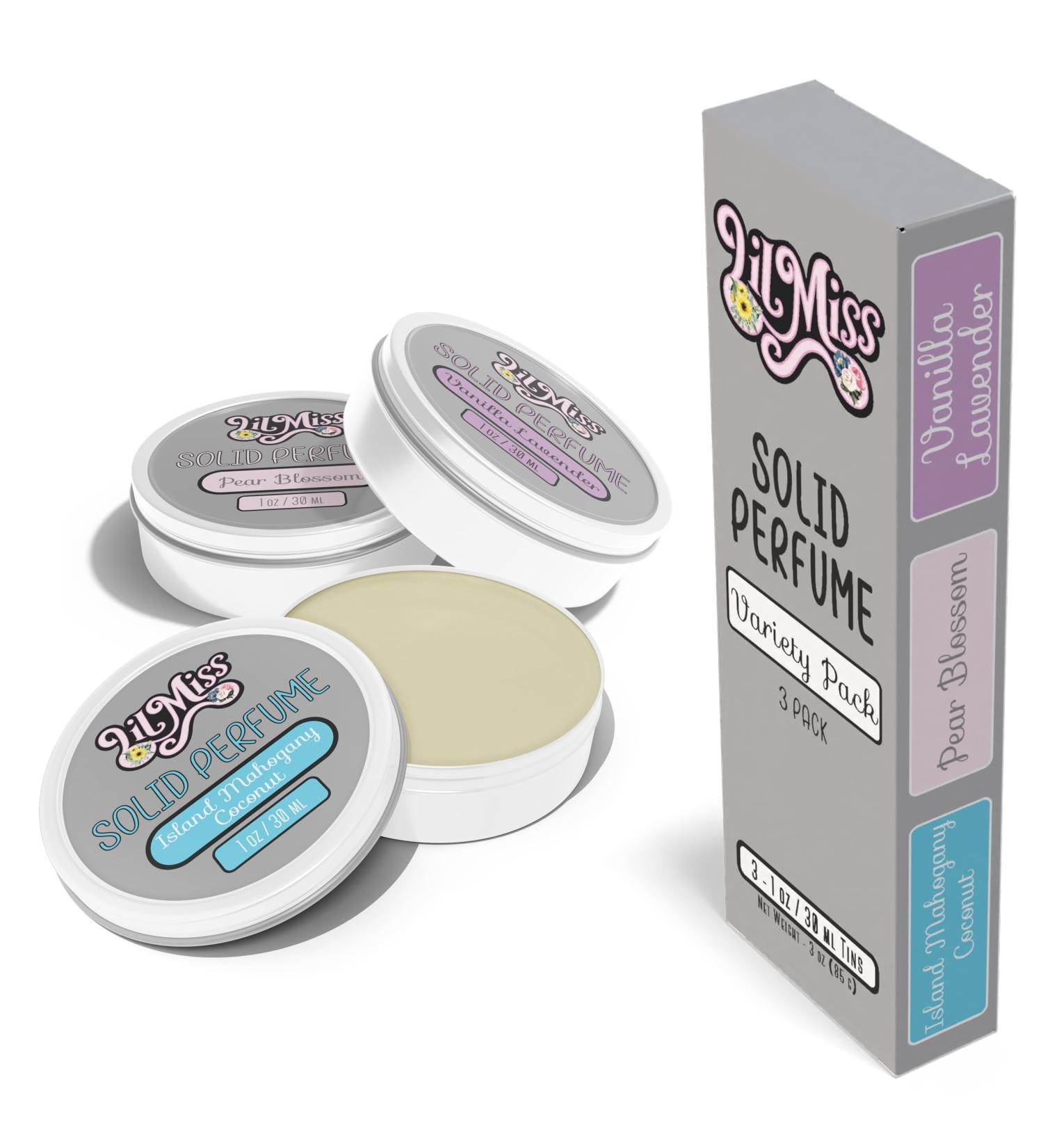 Perfume Sampler Set Solid Perfume Set for Women with Three Women Fragrances (1 Ounce (Pack of 3) Island Mahogancy Coconut/Pear Blossom/Vanilla Lavender)