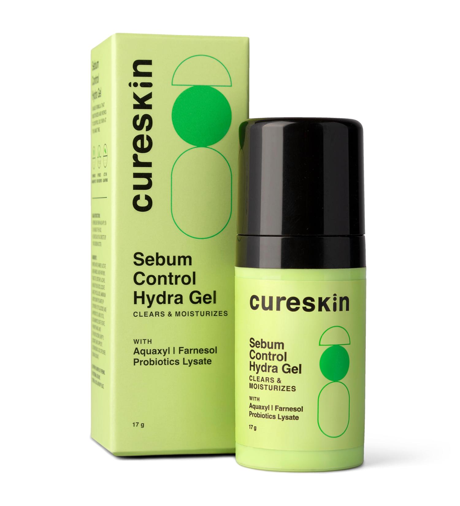 Cureskin Sebum Control Hydra Gel: Hydration & Shine Control for Oily Skin with Aquaxyl Farnesol Probiotics Lysate (17 g) - Buy Online on GoSupps.com