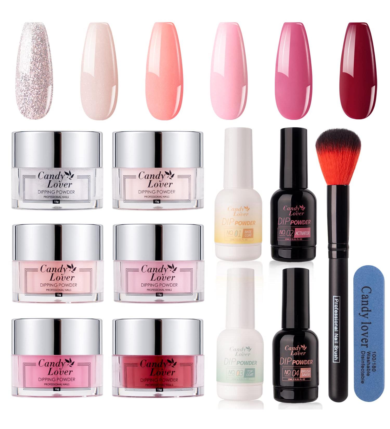 Candy Lover Dip Powder Nail Kit - 6 Colors Dipping System with Base & Top Coat for French Nails Art - DIY Salon Gift for Women - Buy Online on GoSupps.com