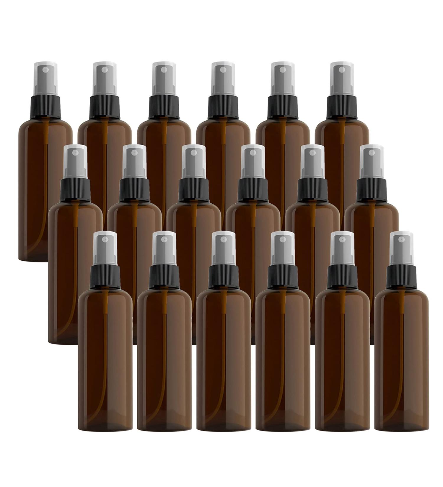 Zeoabsy 24-Piece 100ml Brown Spray Bottles with Black Fine Mist Pump - Empty Plastic Atomizers for Perfume & More - Buy Online on GoSupps.com