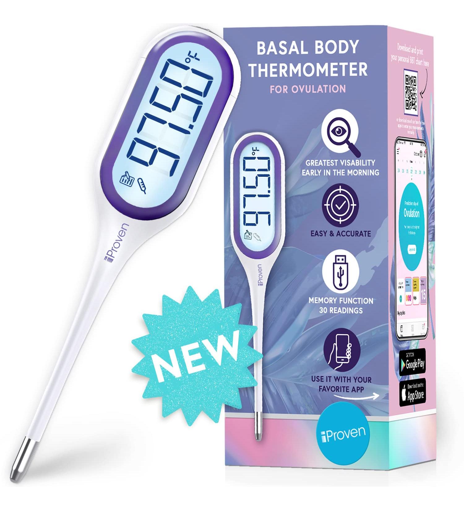 2023 iProven Basal Body Thermometer with Jumbo LCD & Backlight - Accurate BBT for Ovulation Tracking - Buy Online on GoSupps.com