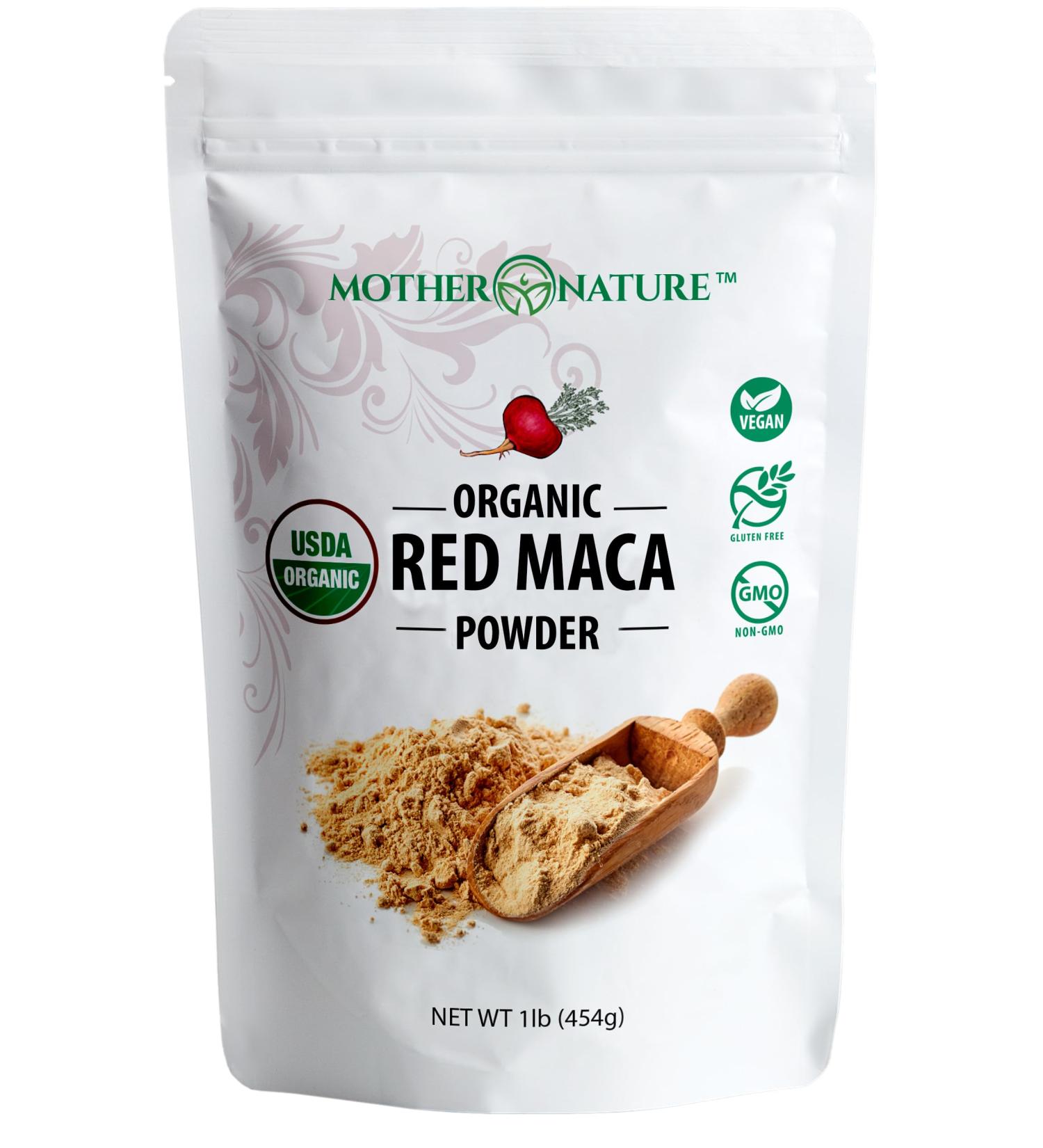 USDA Organic Red Maca Root Powder - Raw Vegan Non-GMO for Hormone Regulation & Muscle Gain | 1lb Pre-Workout Supplement - Buy Online on GoSupps.com