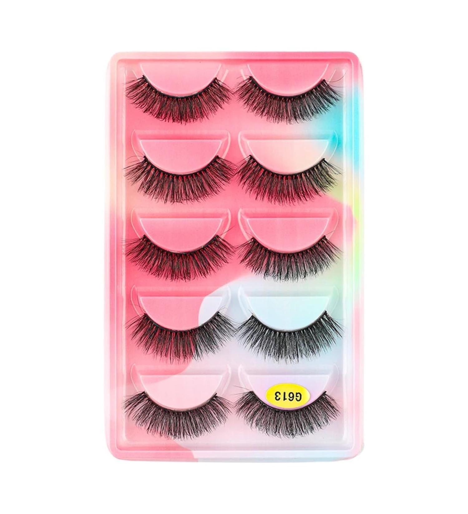 UAMOU Lashes 10/20/50/100 Boxes Mink Eyelashes 5 Pairs Natural False Eyelashes Thick Fluffy Faux Cils Lashes In Bulk G6 Cheerfully (Color : G613CS Size : 40 boxes) - Buy Online on GoSupps.com
