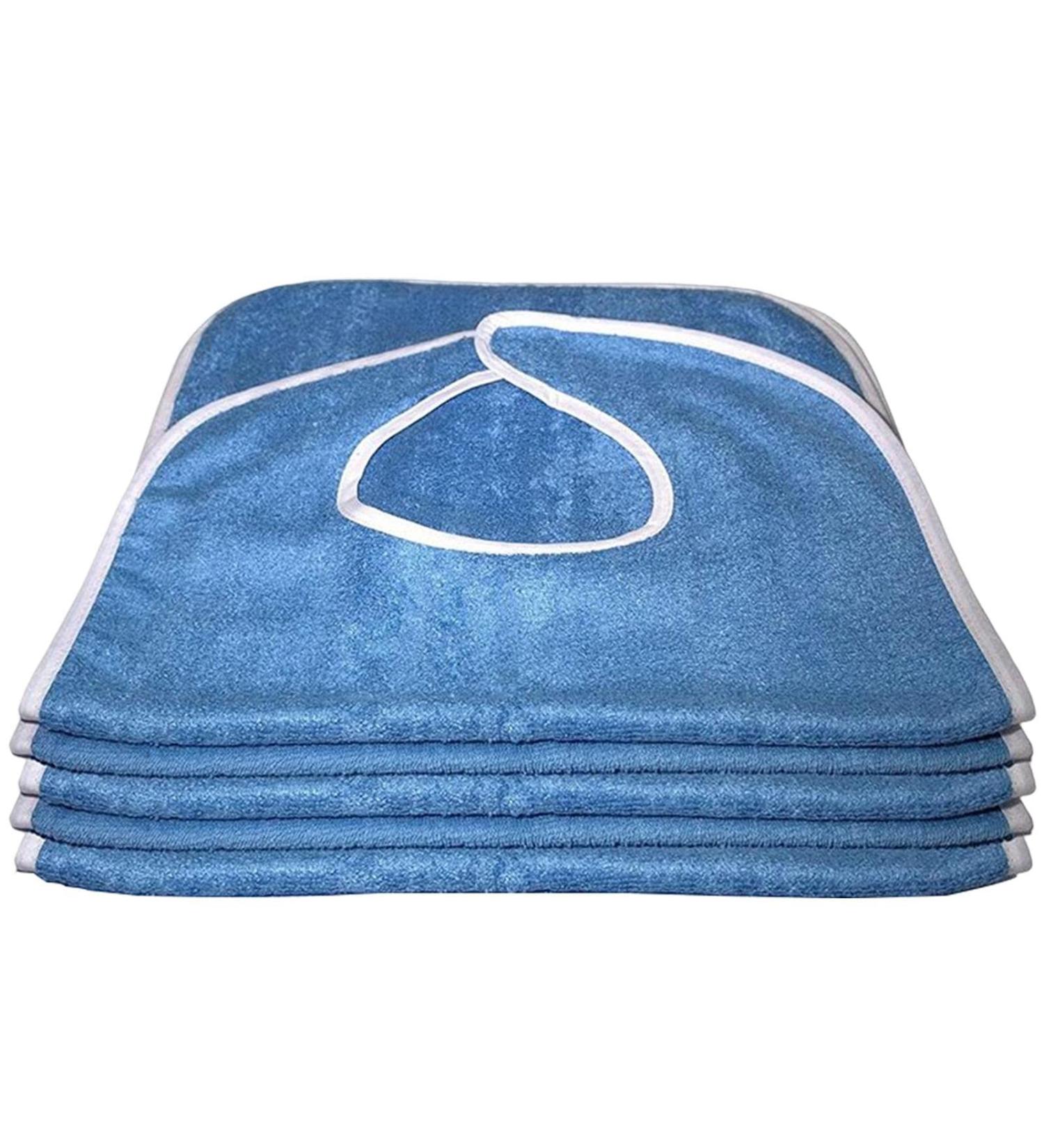 Virtcooy Terry Cloth Bibs 5 Pieces for Elderly Men | Clothing Protector for Adult Bibs Cloth for Eating Reusable Washable Bibs for Elderly Disabled Blue 1 - Buy Online on GoSupps.com