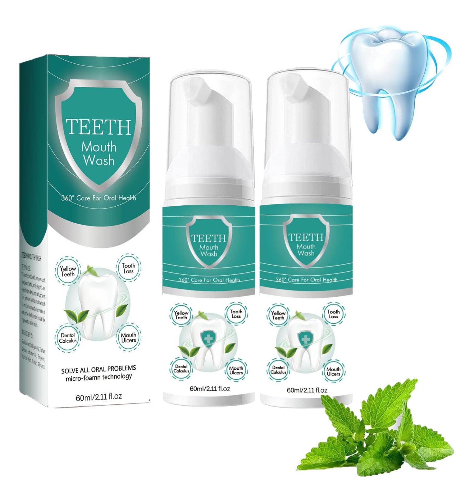Jorondy Teeth Mouthwash & Whitening Foam | Herbal Stain Removal | Effective Oral Care (2PC) - Buy Online on GoSupps.com