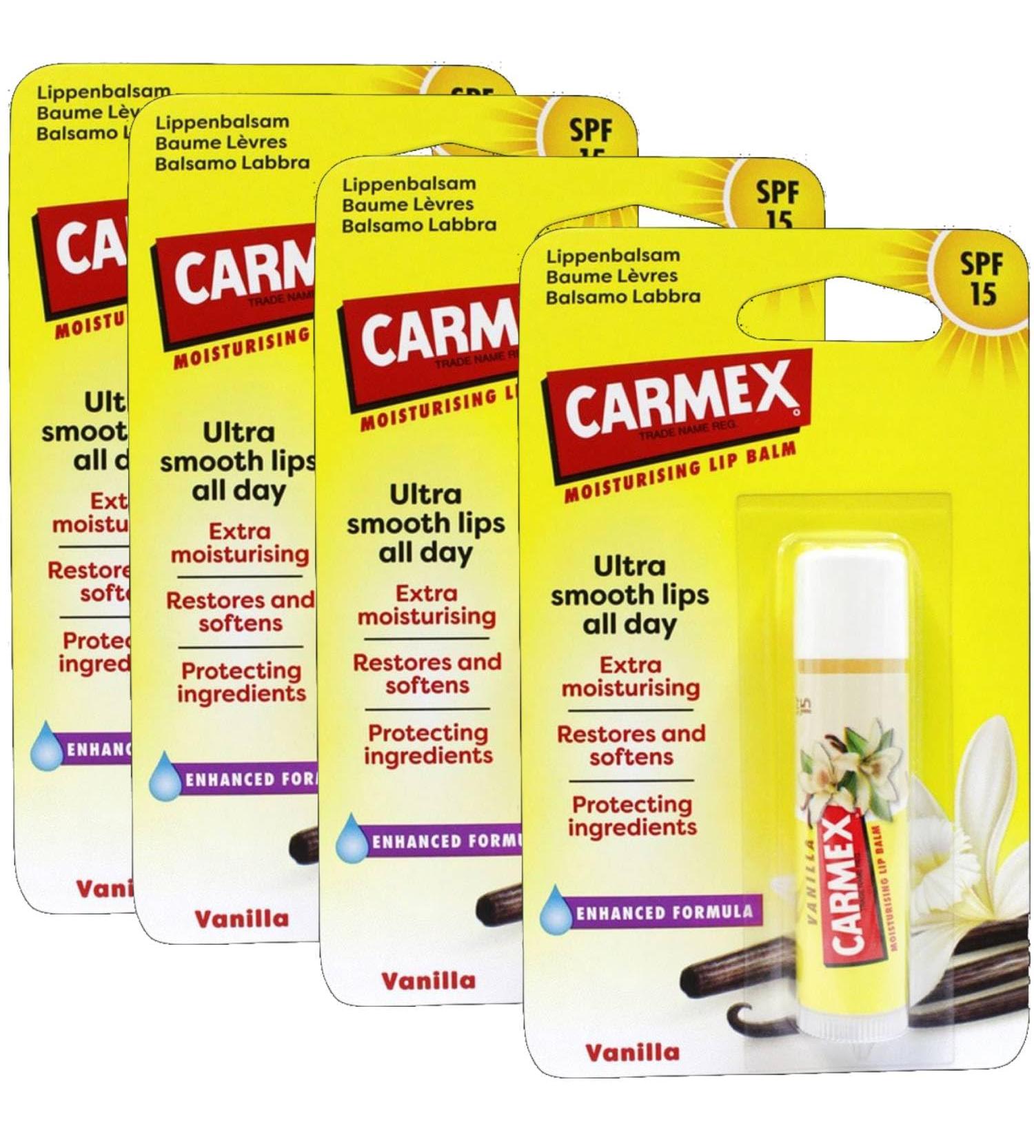  Carmex Carmex Vanilla Lip Balm Extra Moisturizing Spf 15 4 Units - Buy Online on GoSupps.com