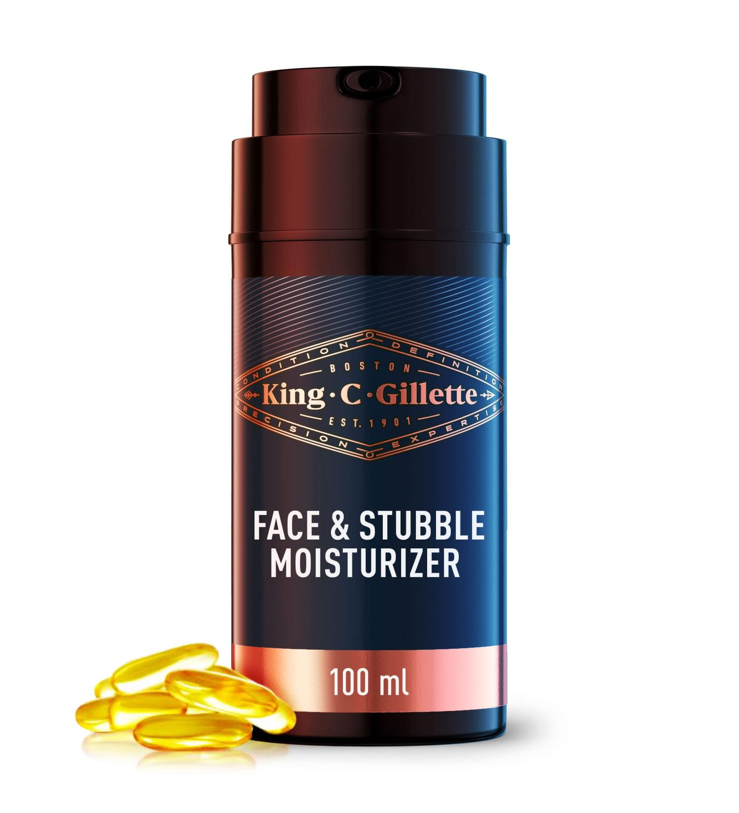 King C. Gillette Face & Stubble Moisturizer for Men 100mL - Vitamin B3 & B5 Complex - Buy Online on GoSupps.com