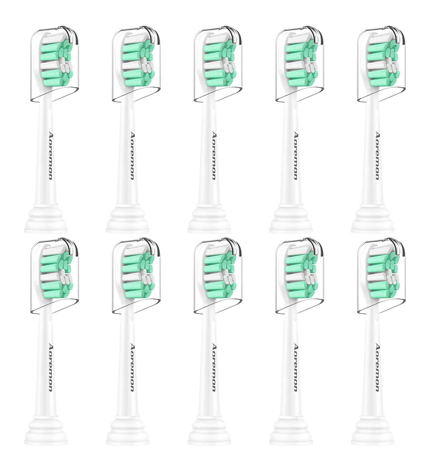 10 Pack Aoremon Replacement Toothbrush Heads for Philips Sonicare HX902365 - Green - Buy Online on GoSupps.com