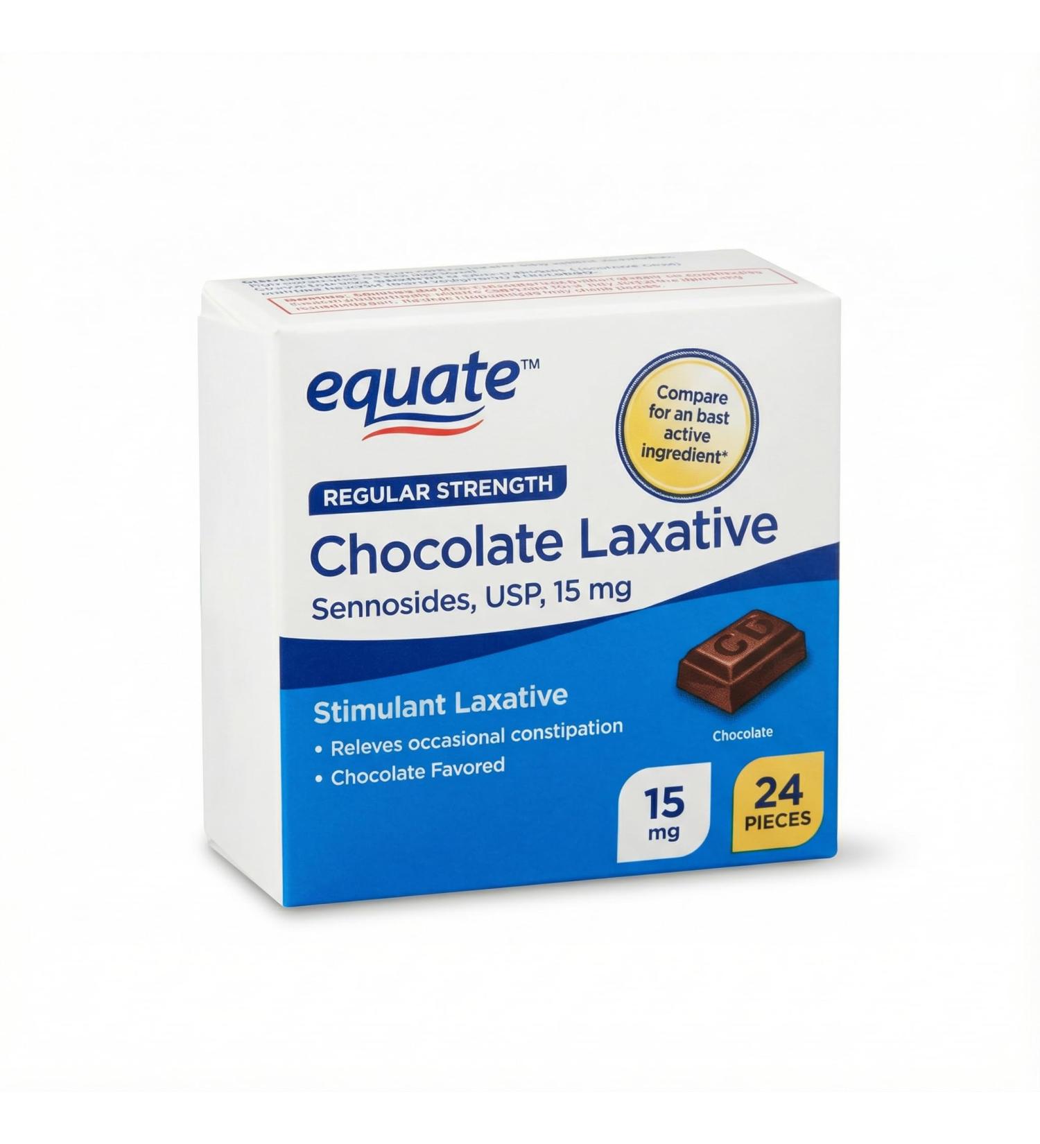 Laxatives Chocolate Squares Regular Strength 24 Pieces Laxative Chewable Poop Pills Style Laxante - Buy Online on GoSupps.com
