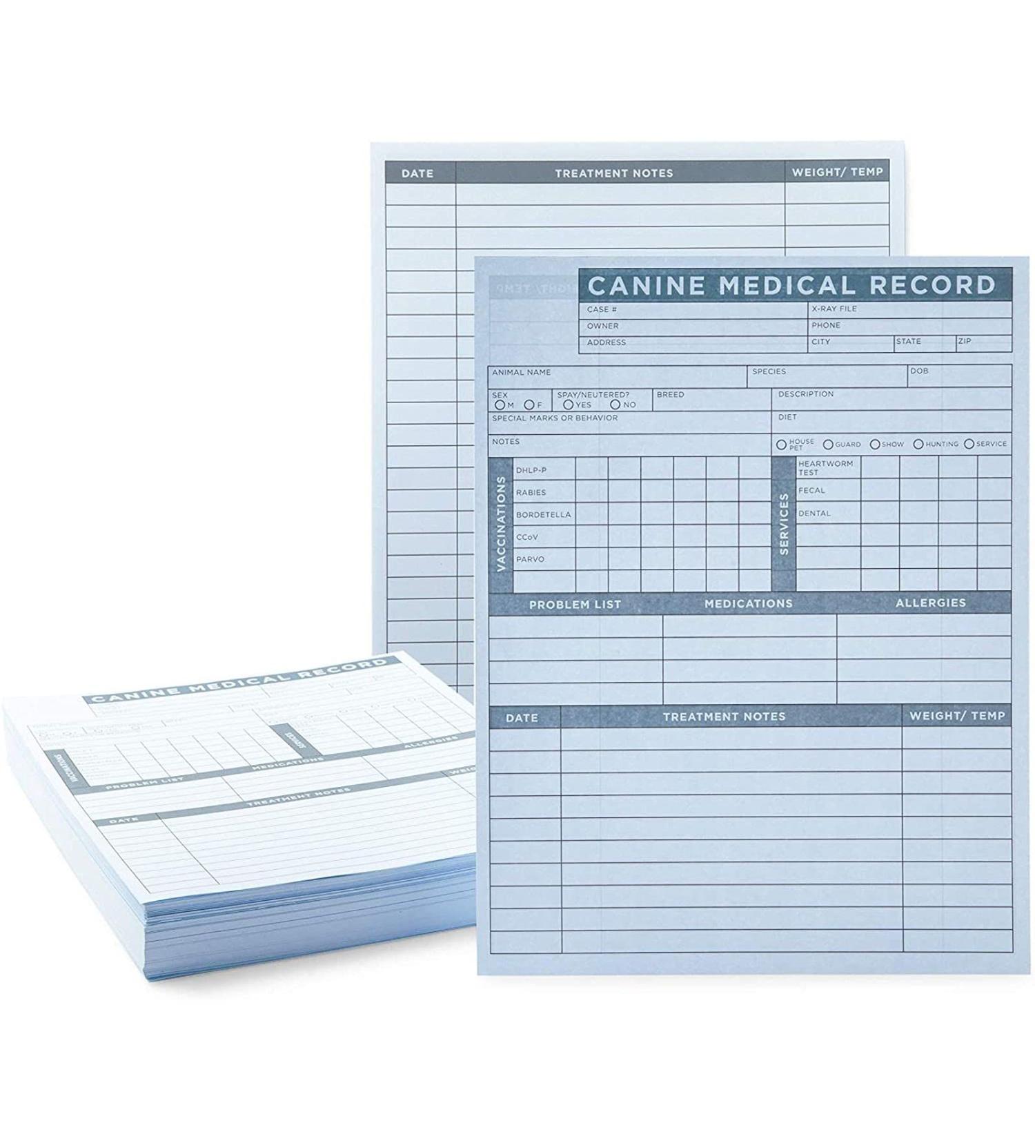 Okuna Outpost Pet Medical Record Sheets for Vets - Puppy Vaccine Cards (250 Pack) - Buy Online on GoSupps.com