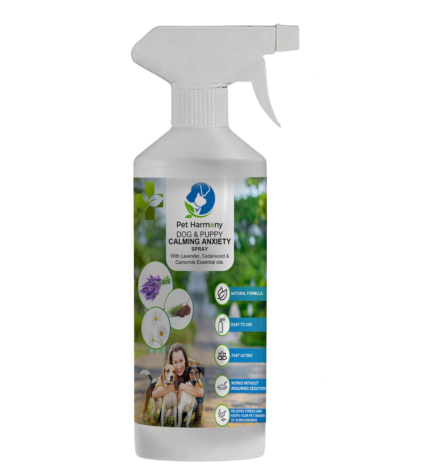 Pet Harmony Anxiety Calming Spray for Dogs & Puppies - 500ml - Natural Training Aid for Separation Anxiety & Stress Relief - Effective Soothing Formula 500 ml (Pack of 1) - Buy Online on GoSupps.com