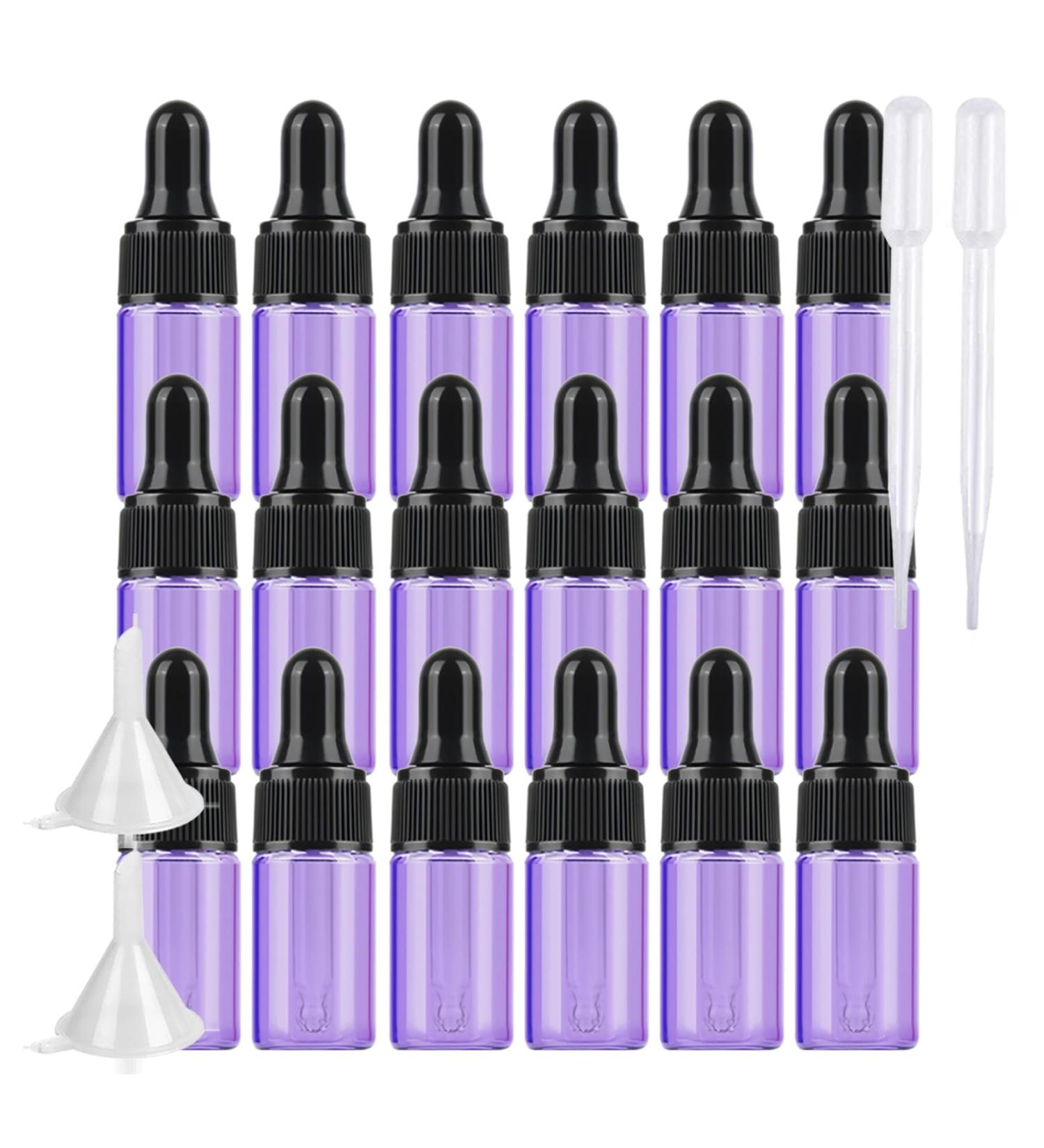 BPZXL 20 Pack 3ml Purple Glass Pipette Bottles - Ideal for Aromatherapy & Essential Oils - Small Sample Dripping Bottles - Buy Online on GoSupps.com