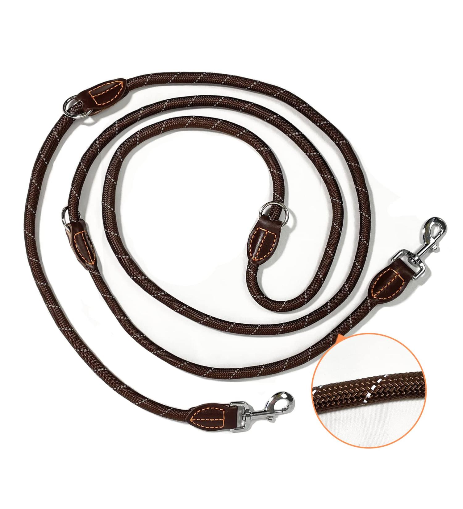 Trhills 3m Adjustable Dog Leash - Brown | Ideal for Large & Medium Dogs | Durable & Multifunctional Double-Leash - Buy Online on GoSupps.com